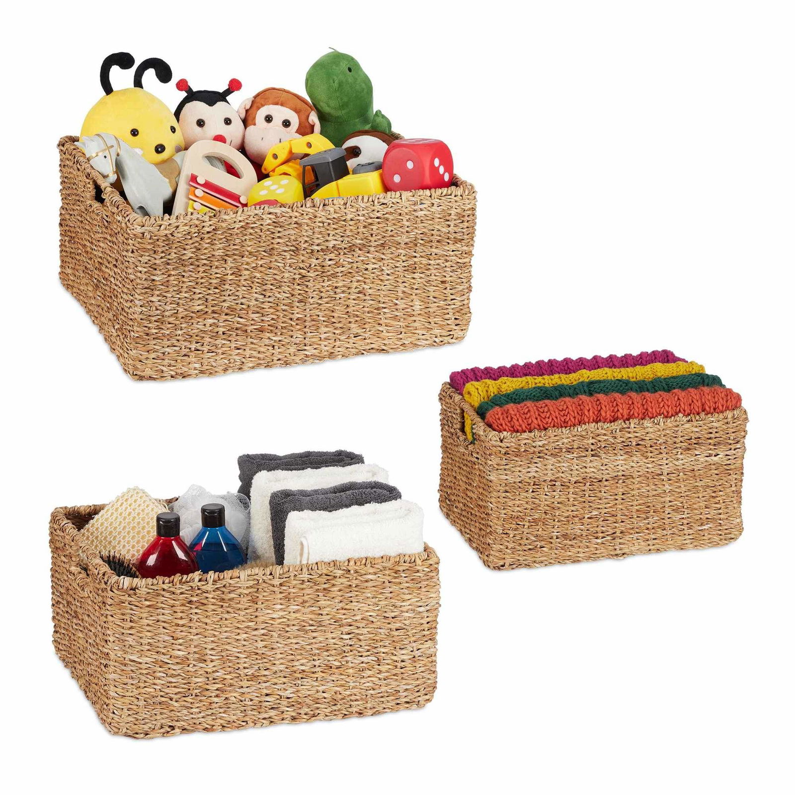 opbevaringskurv i 3 dele lavet af tang