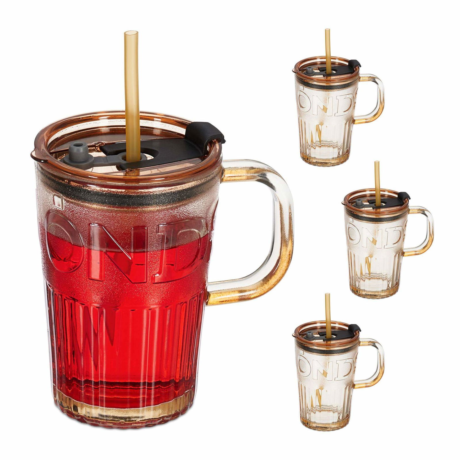 Sæt med 4 drikkeglas med håndtag