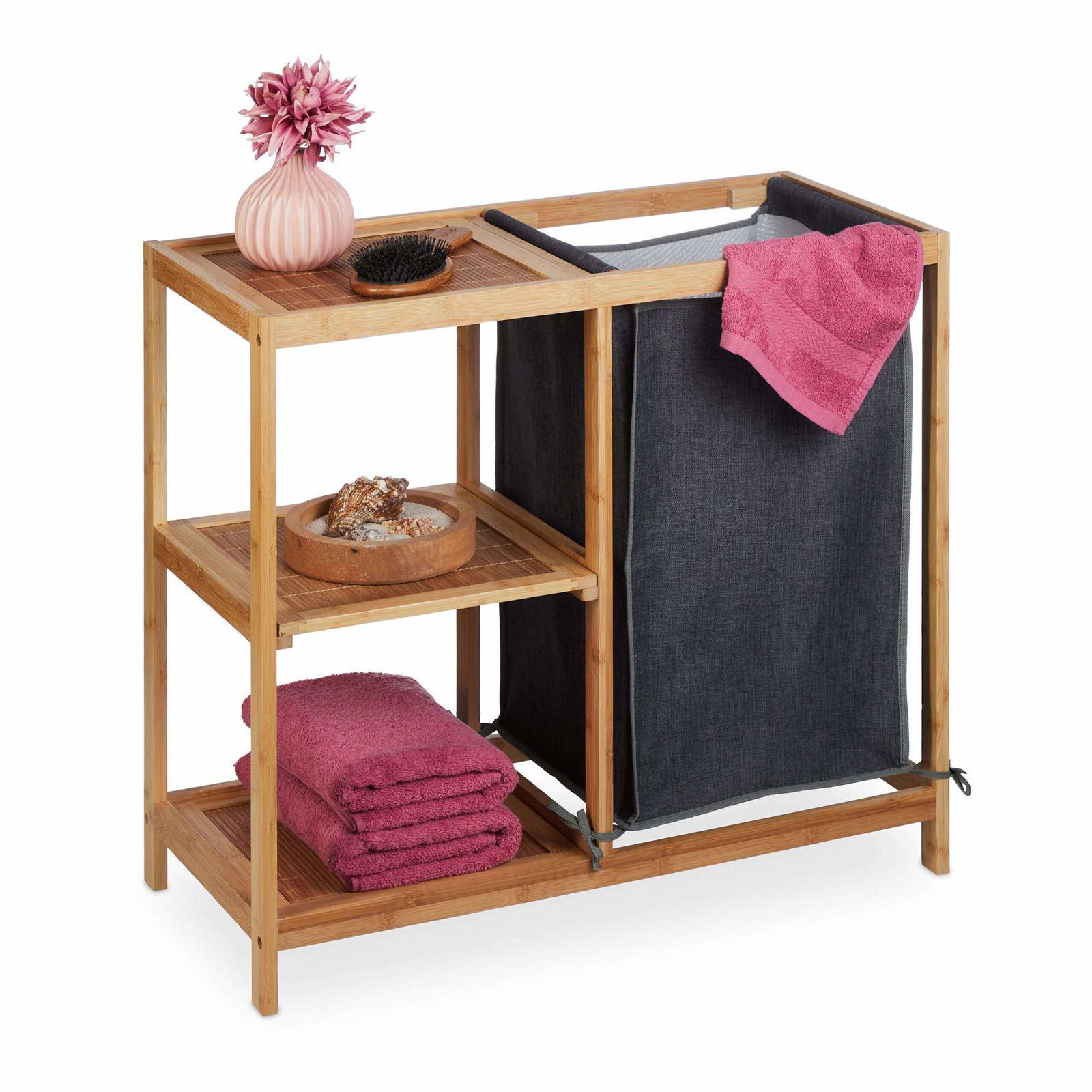 Bambus vasketøjskurv hylde