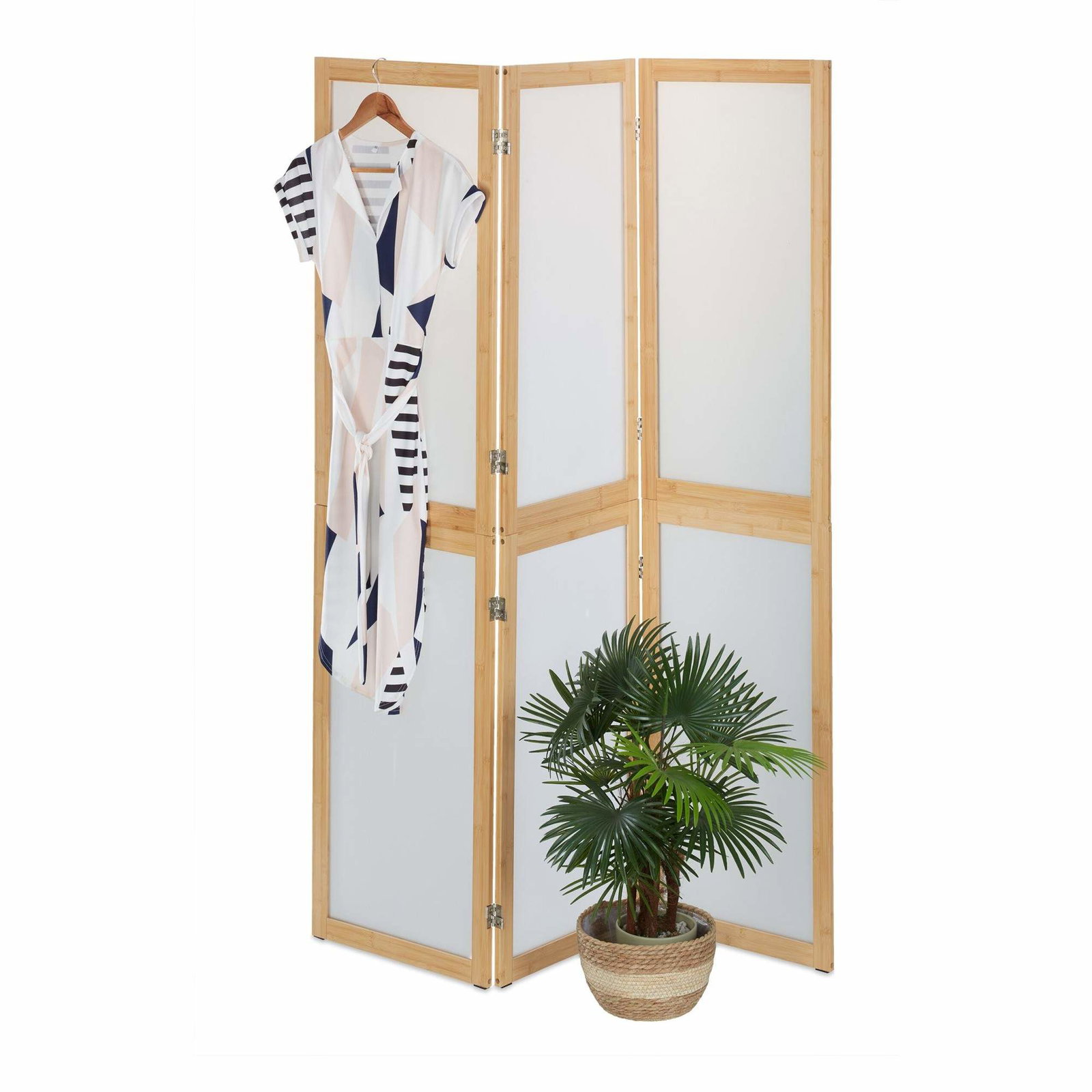 3-delt skærm med bambusramme