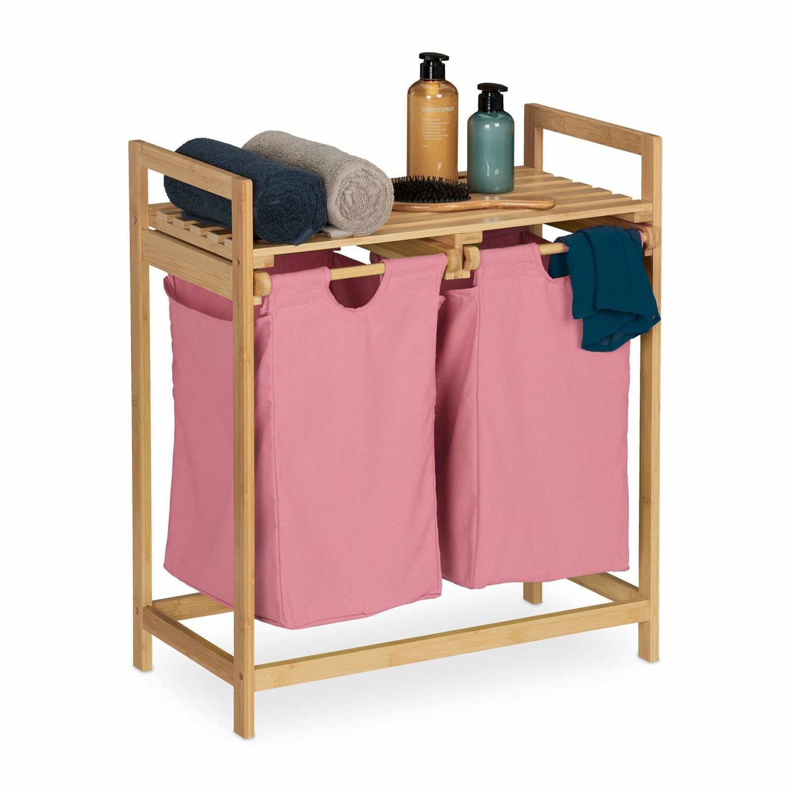 Bambus vasketøjskurv hylde