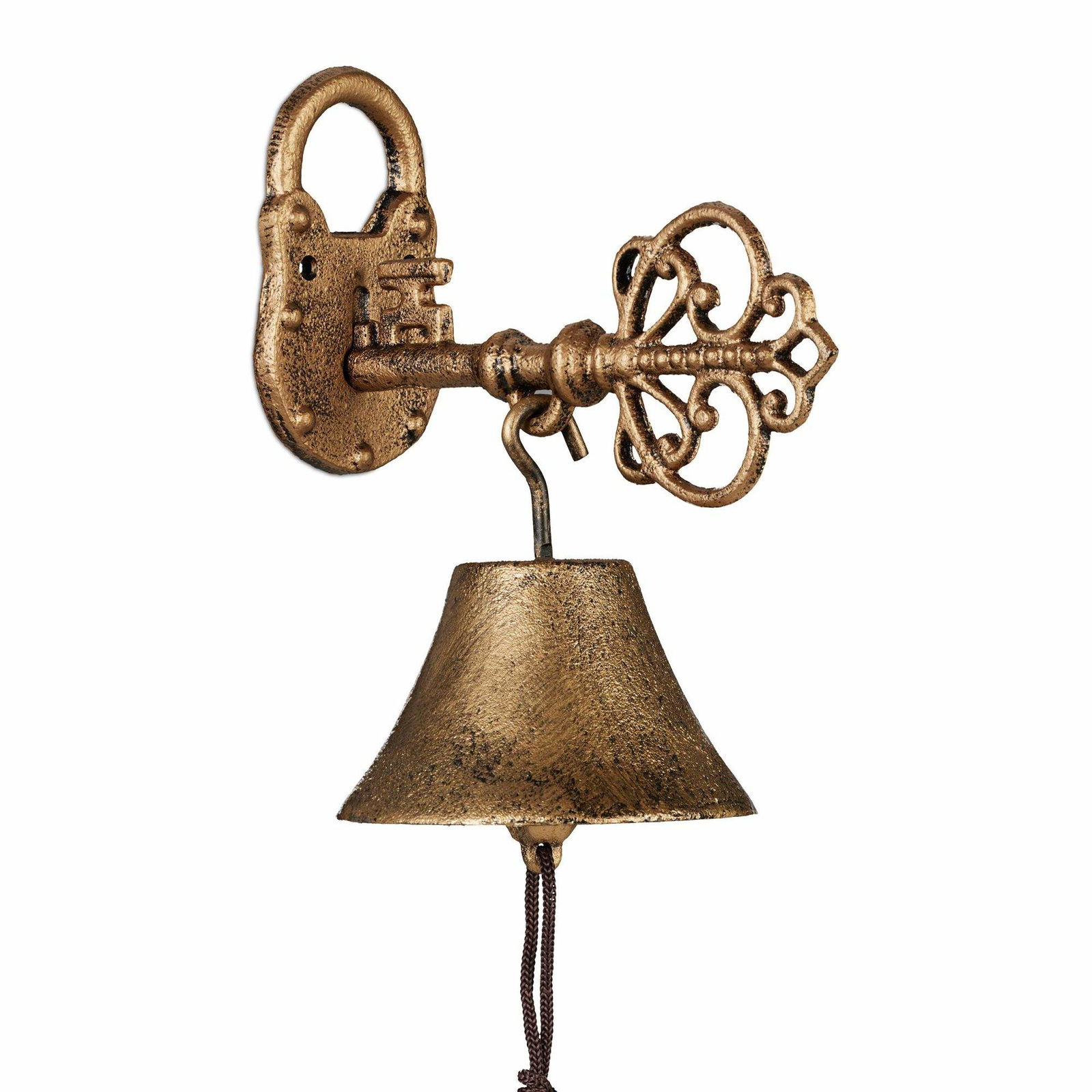 Dörrklocka i gjutjärn ""Key"" i guld | Hem & Hobby - Hem & Hushåll - Hemsäkerhet - Dörrtillbehör - Dörrklocka & Ringklocka | Pryloteket