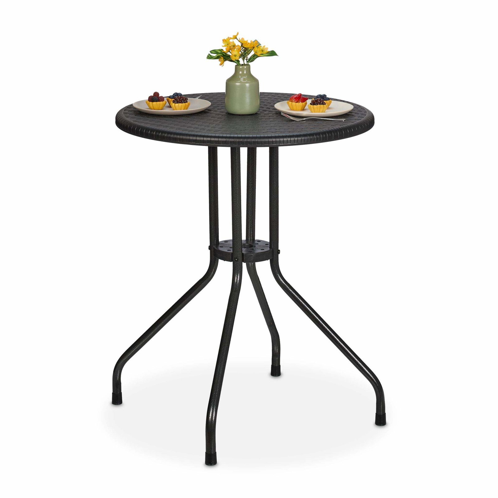 Rundt havebord i rattan look
