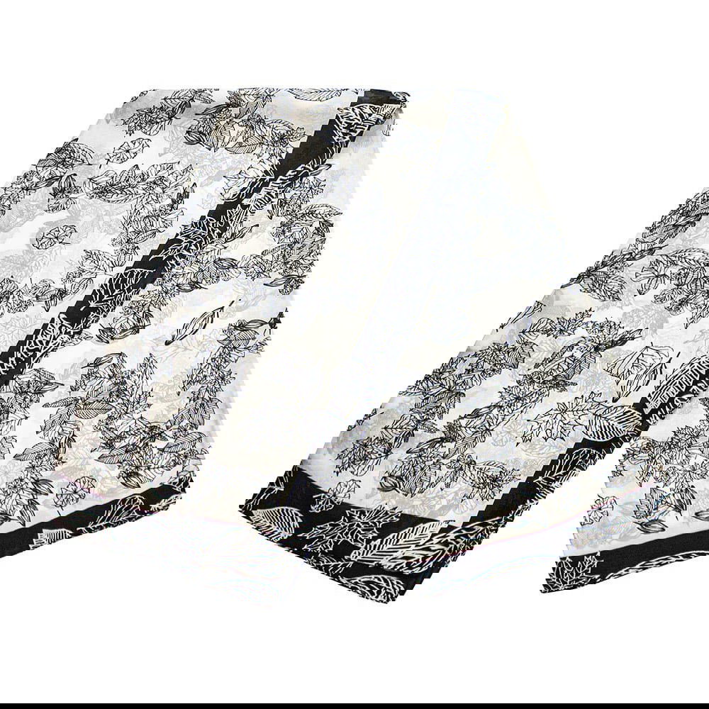 Tørklæde med bladmotiv - Hvid, Nr. 27