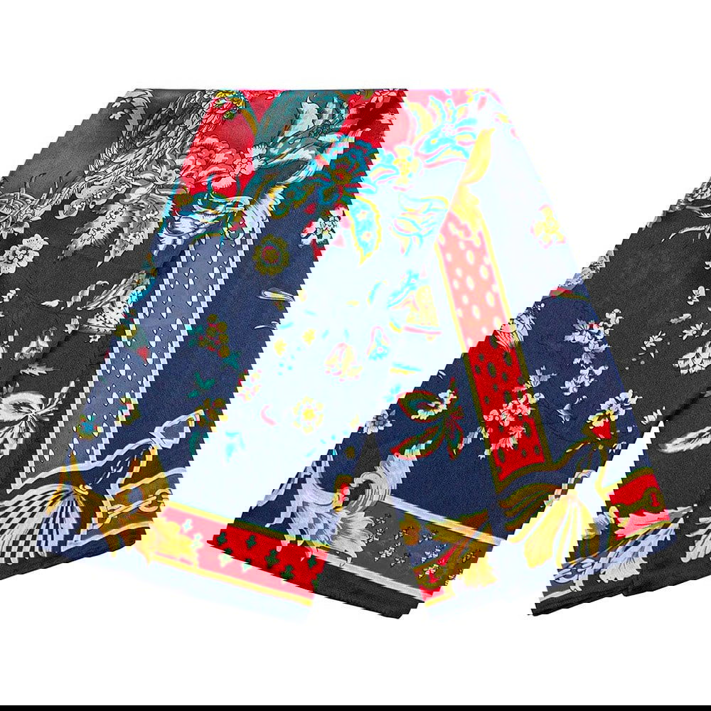 Tørklæde med blomstermotiv - Blå, Nr. 13