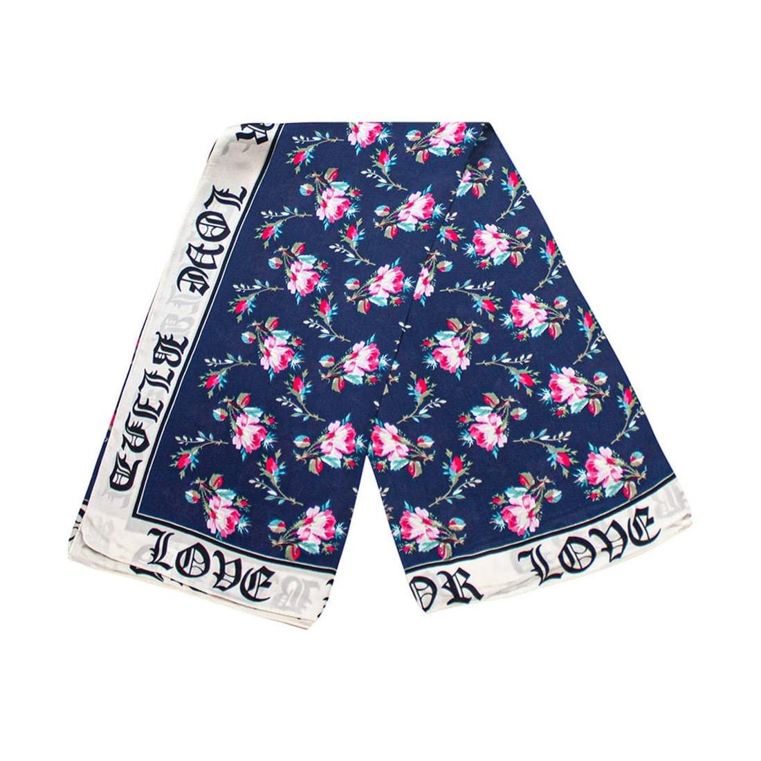 Scarf med rosmotiv - Marinblå, Nr. 17 | Mode & Accessoarer - Kläder - Övrigt | Pryloteket