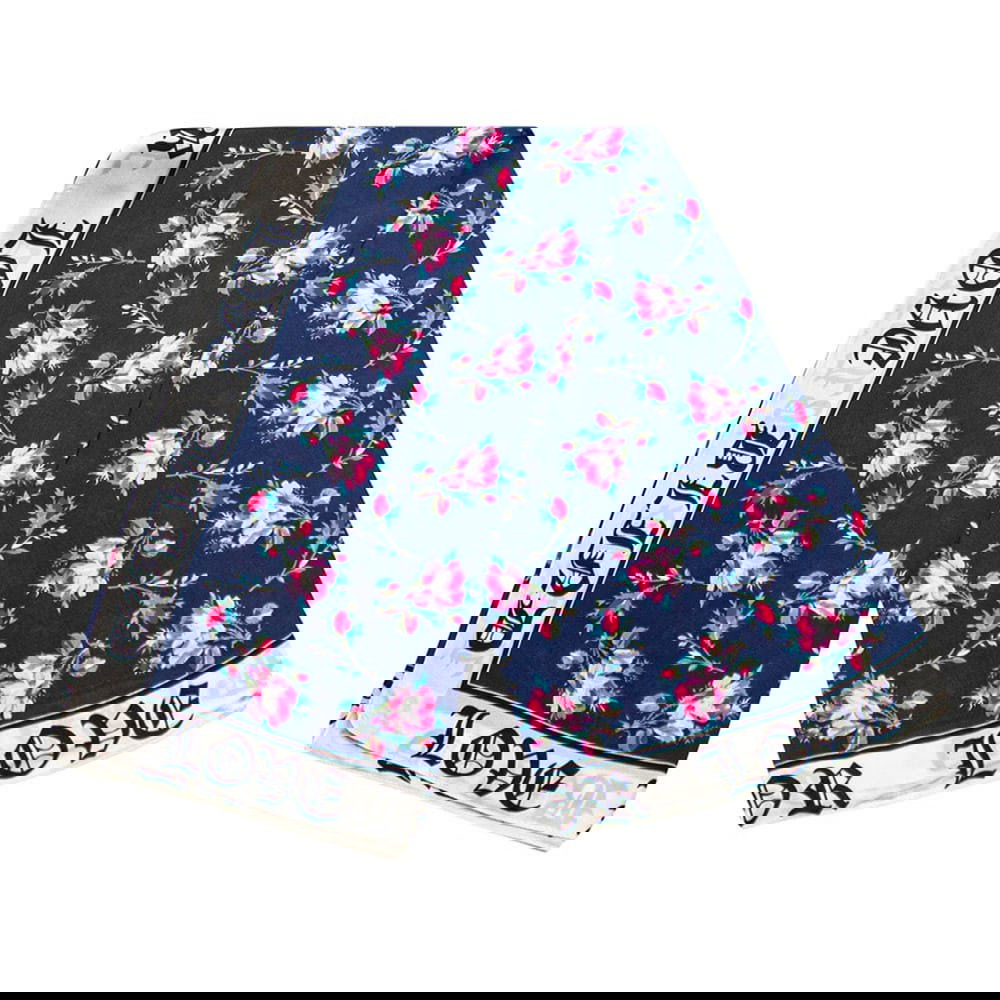 Tørklæde med rosemotiv - Marineblå, Nr. 17