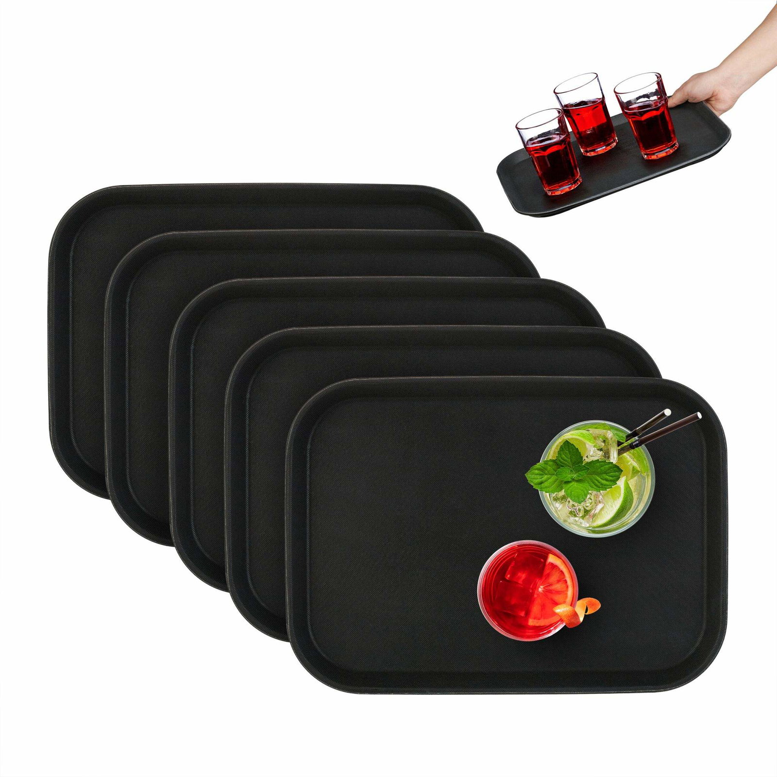 set med 5 serveringsbrickor 35 x 25 cm | Hem & Hobby - Hem & Hushåll - Kök - Servering | Pryloteket