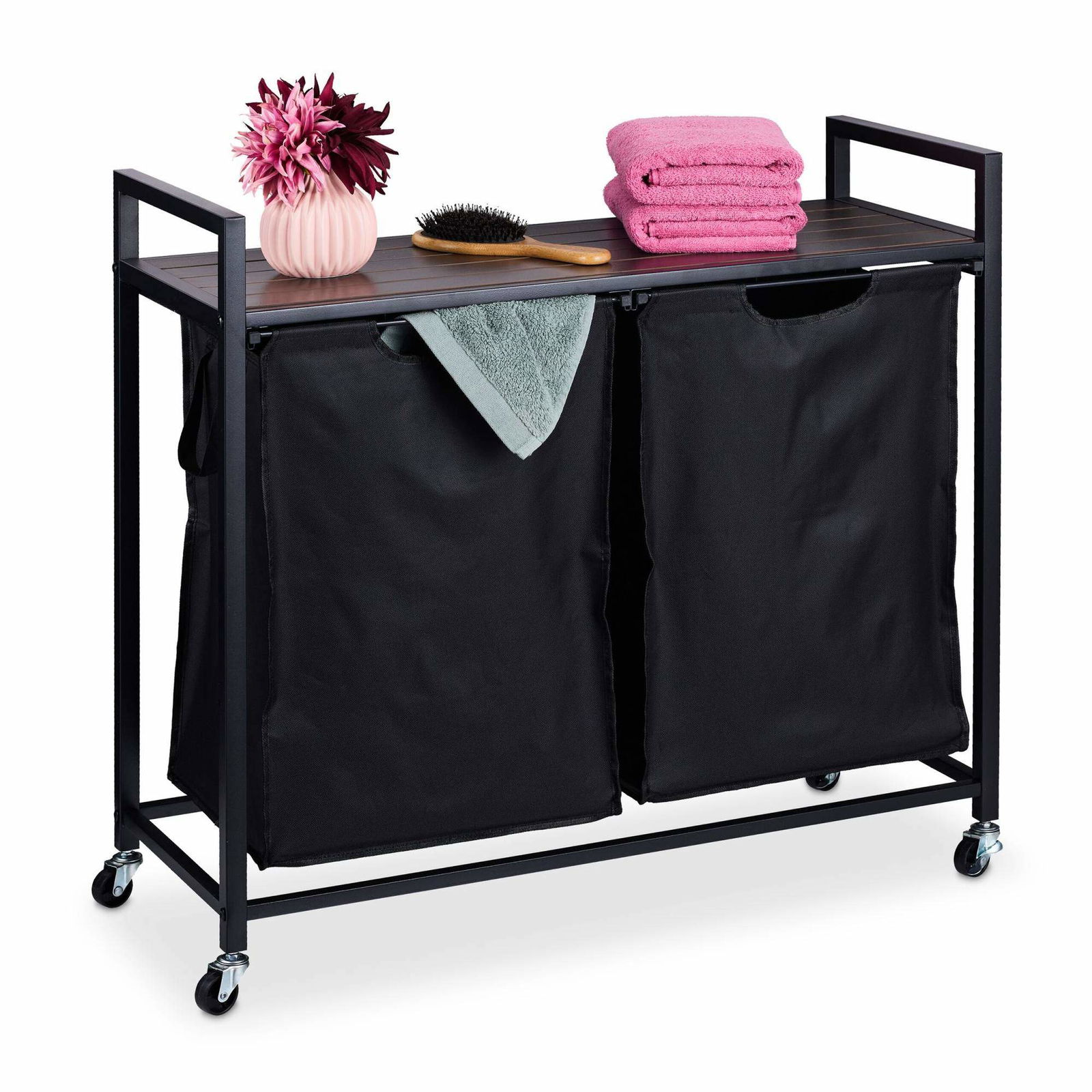 Vasketøjskurvstativ med hylde