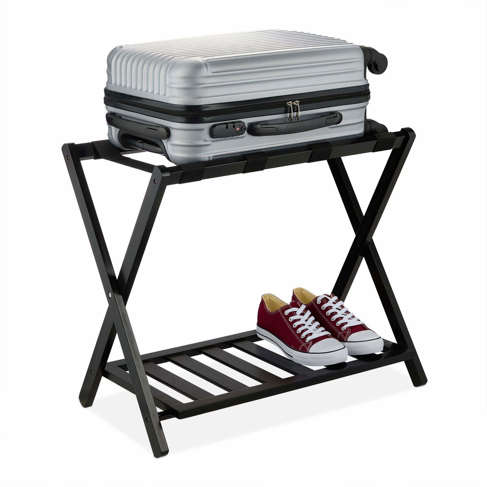 Kuffertstativ i sort bambus