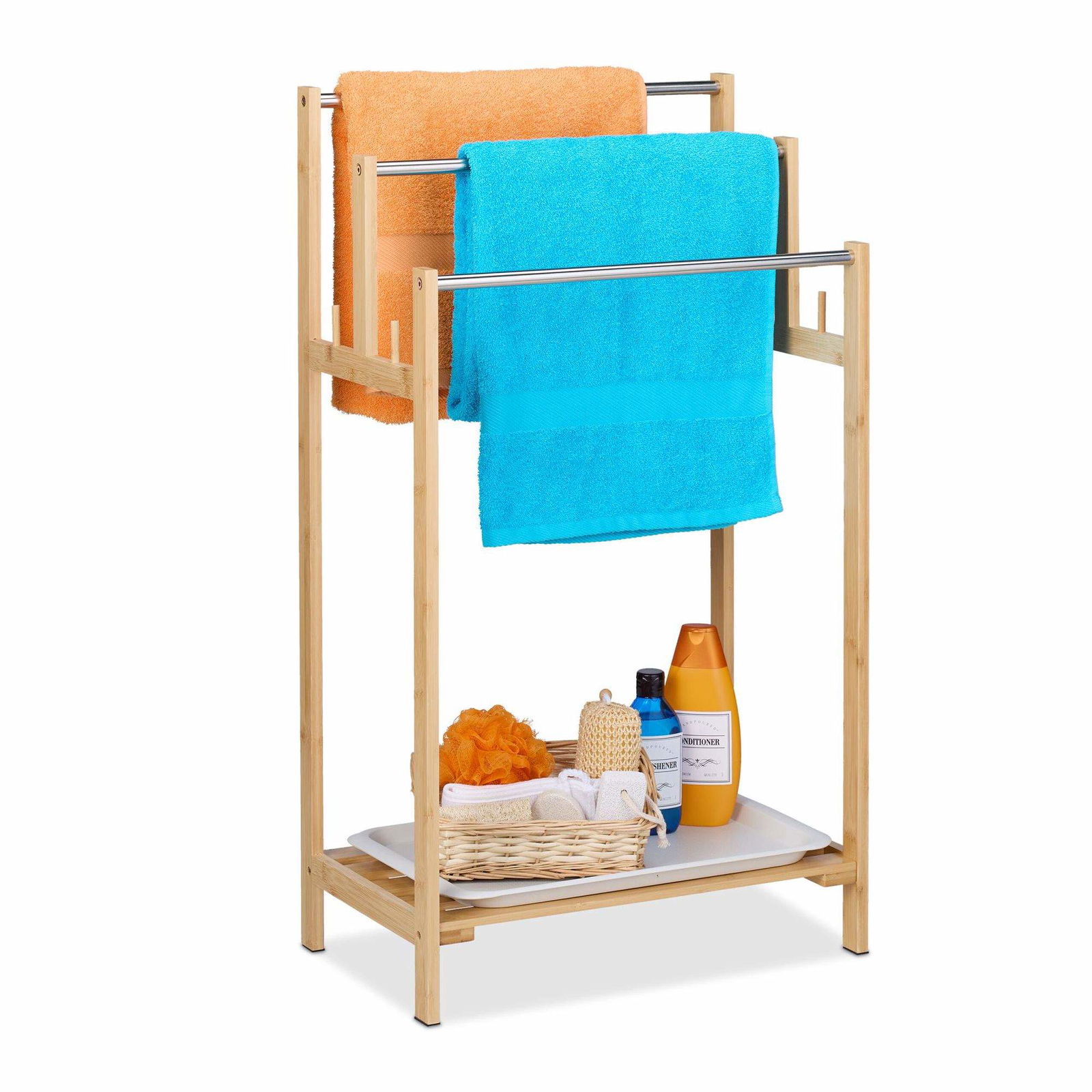 Fritstående håndklædeholder med hylde