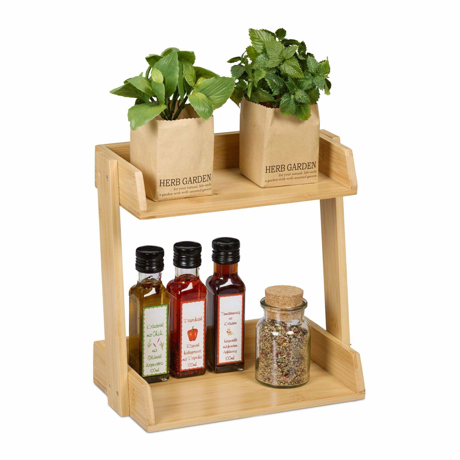 Bambus krydderihylde med 2 niveauer