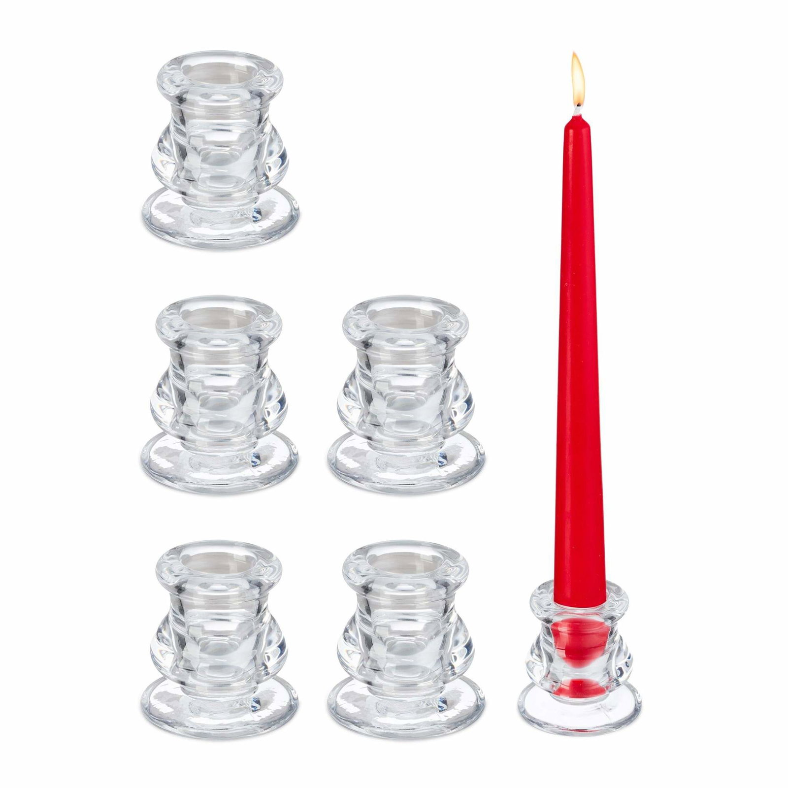 Lysestage i glas med 6 stk
