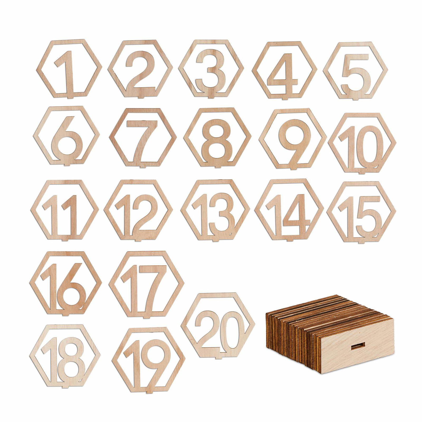 Bordnummer bryllup 1-20 sekskantet