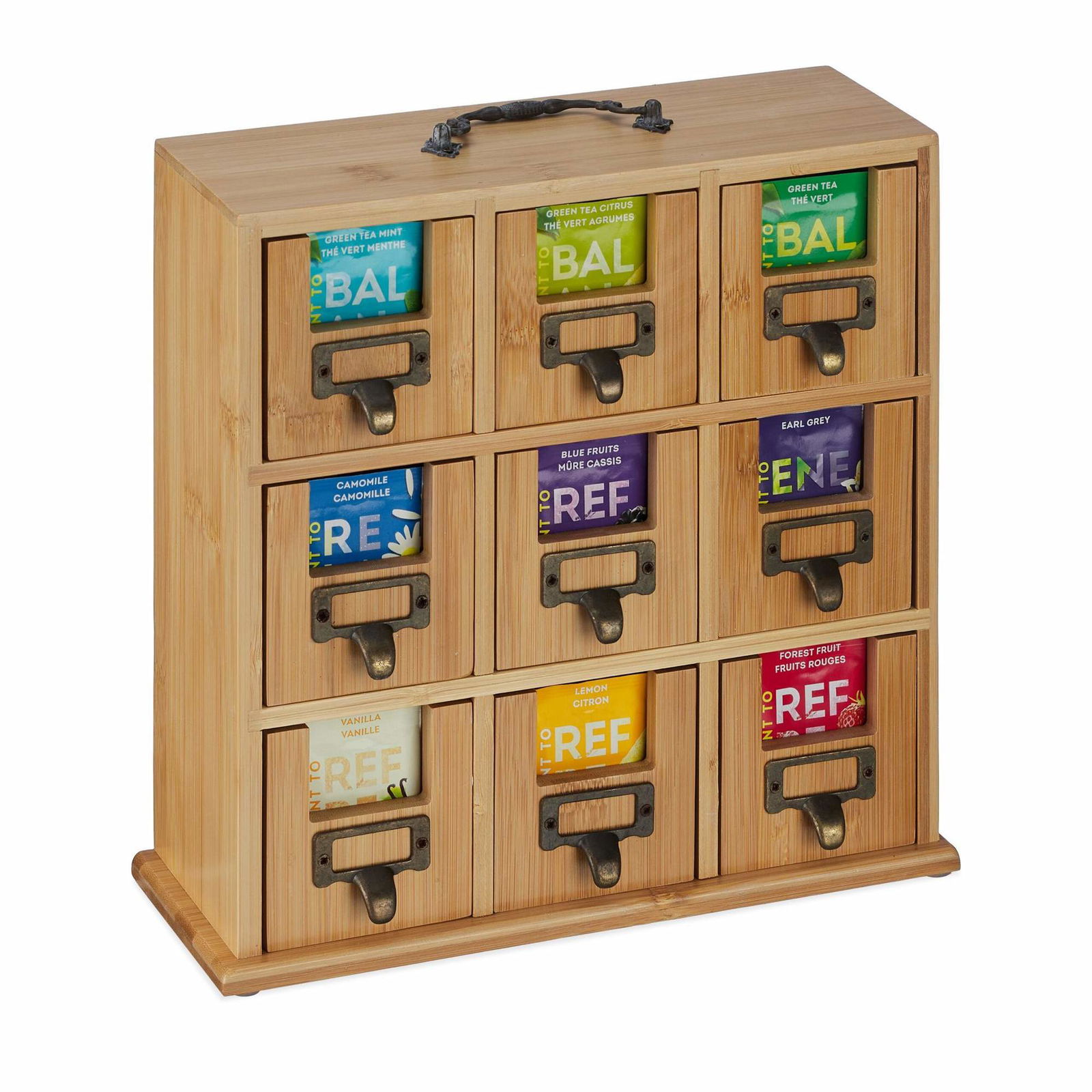 Bambus te holder med 9 rum
