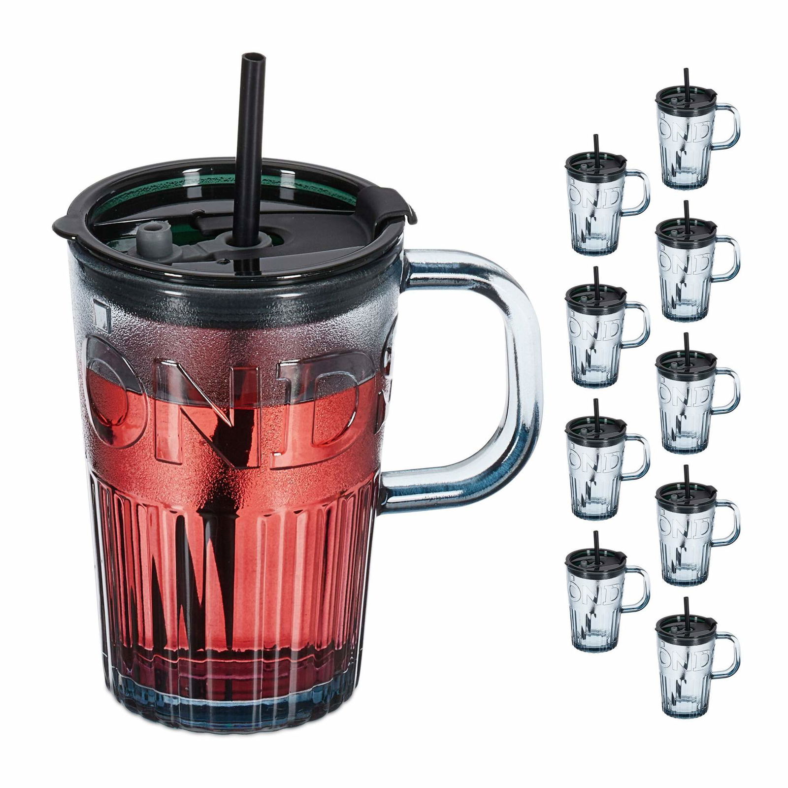 Sæt med 10 drikkeglas med hank