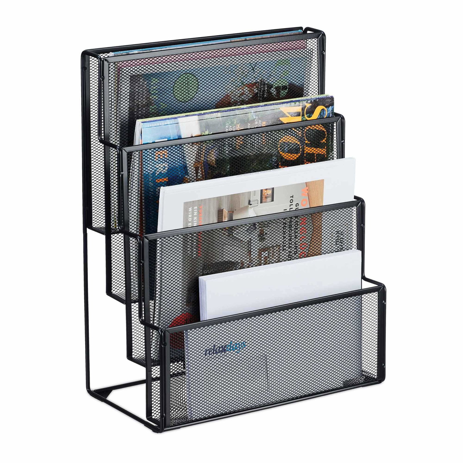 Tidningsställ i metall med 4 fack | Hem & Hobby | Pryloteket