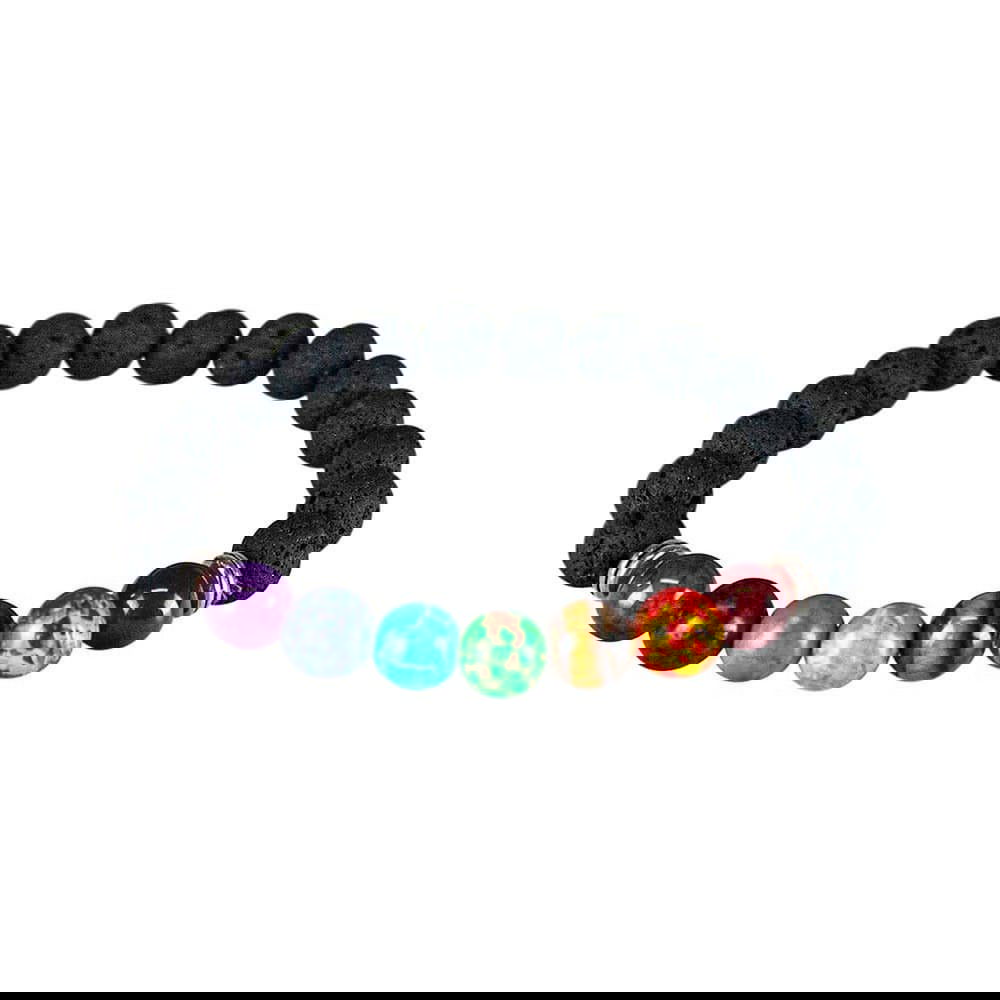 Chakraarmbånd med sølvdetaljer