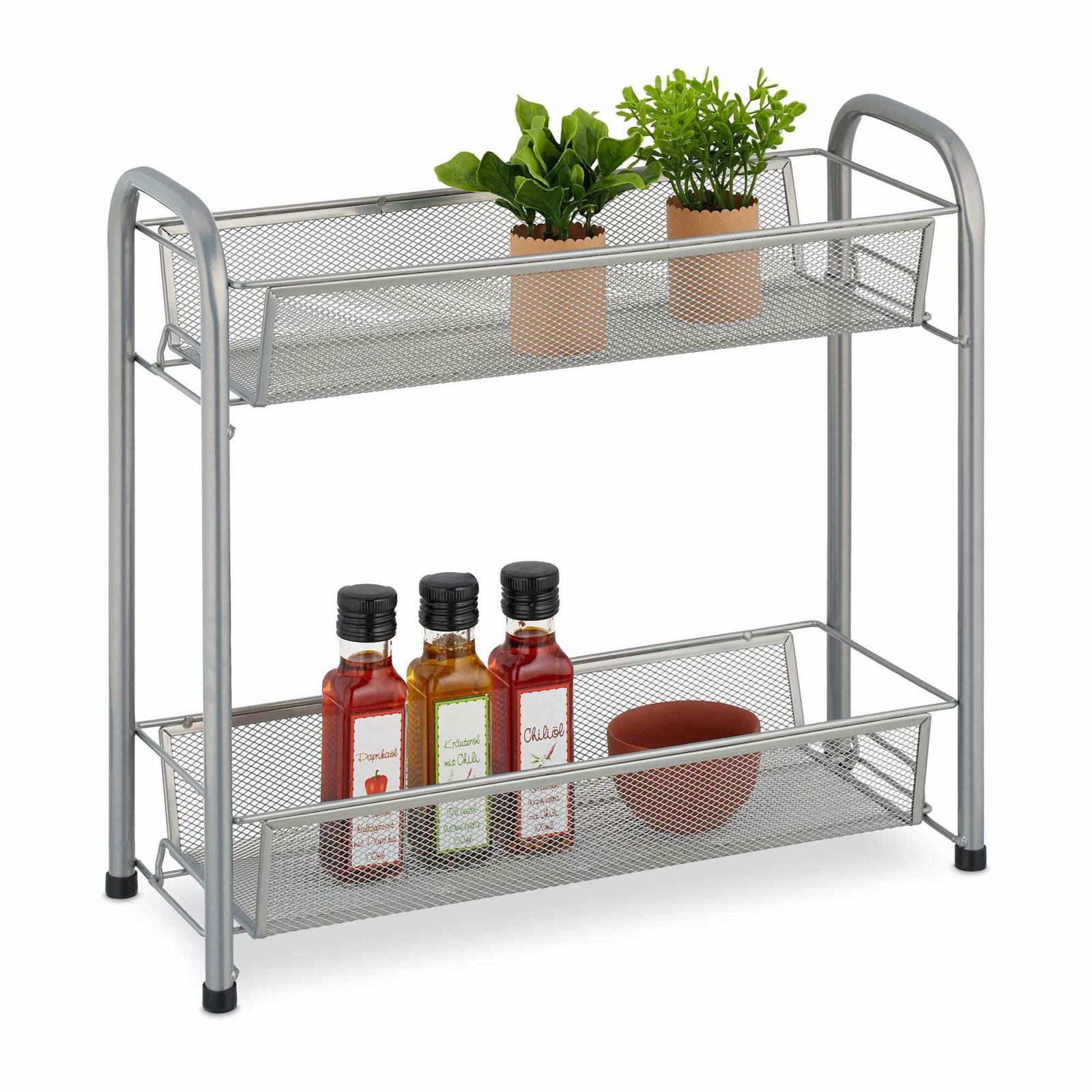 Metal krydderihylde med 2 hylder
