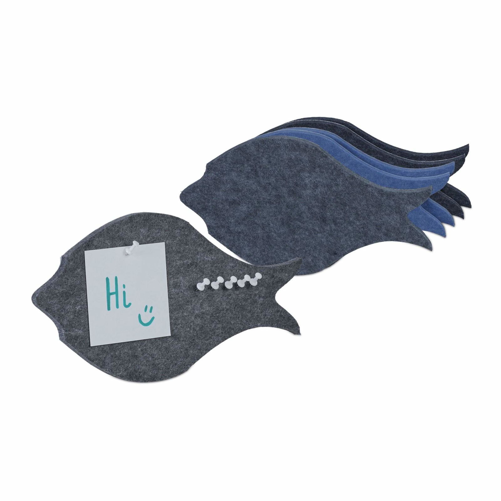 Farverigt opslagstavle af filt - fisk - 6 stk