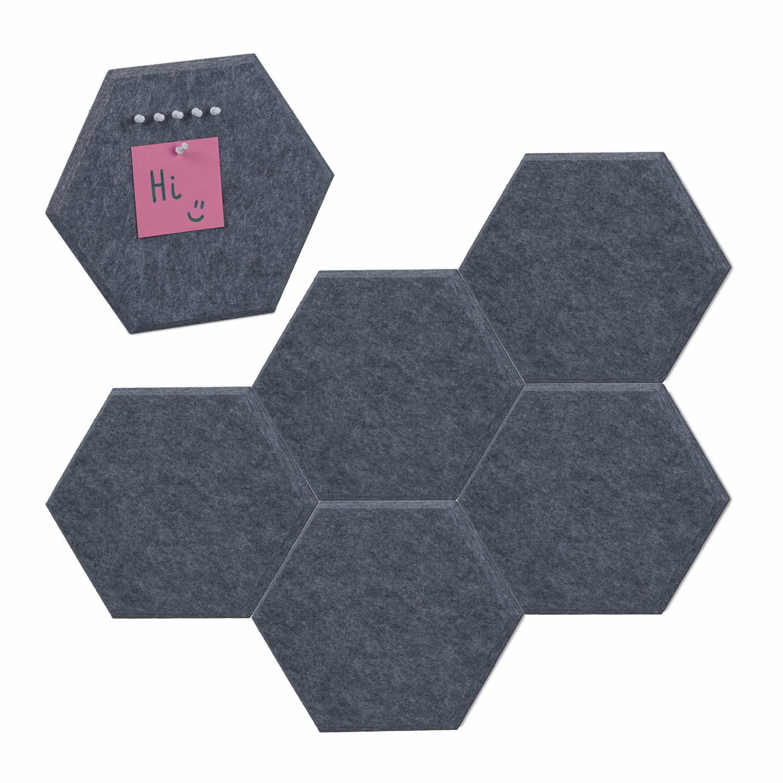 Hexagoner i grå filt för anslagstavla - 6 st | Hem & Hobby - Hem & Hushåll - Kök | Pryloteket