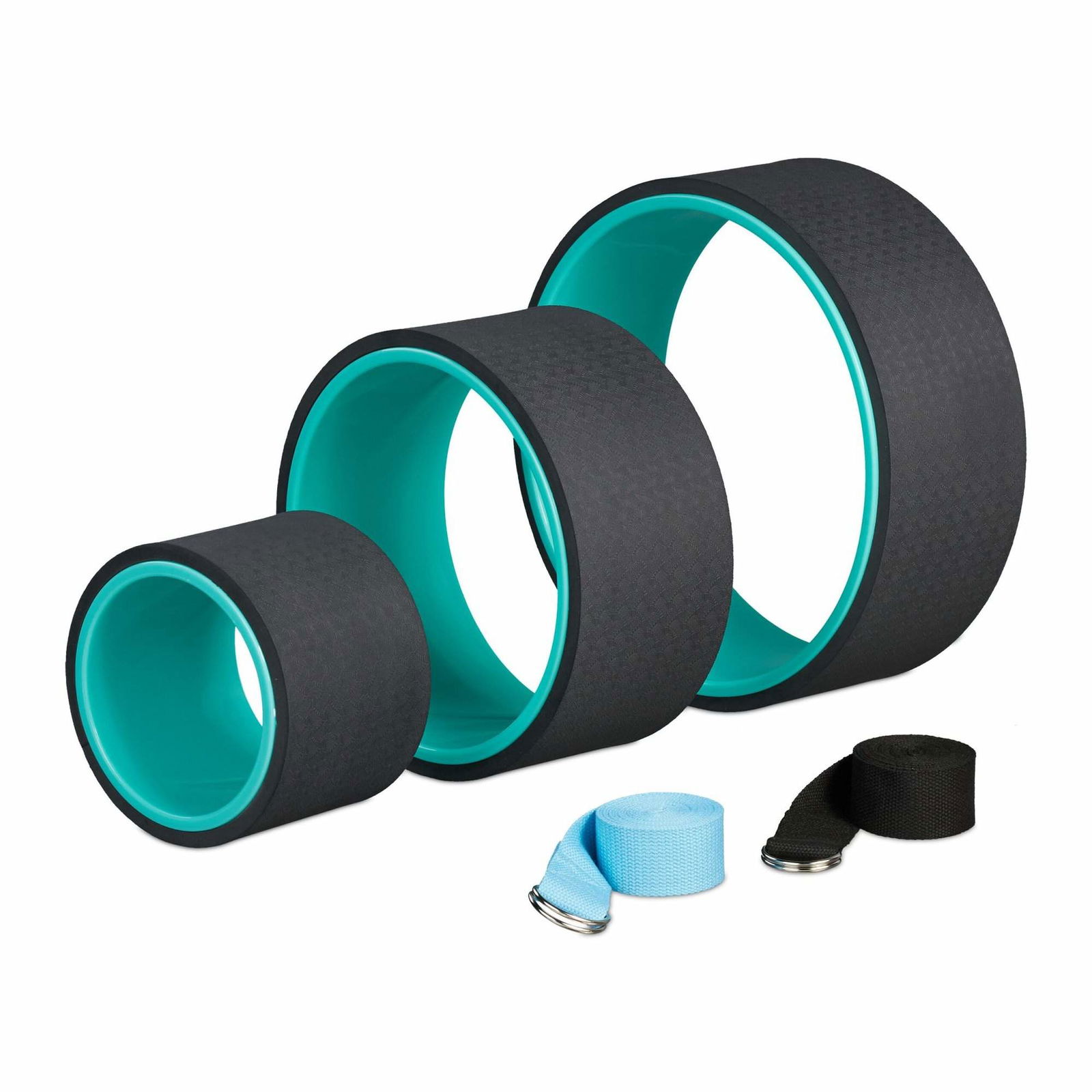 Yogahjulsæt á 3 med 2 yogabånd