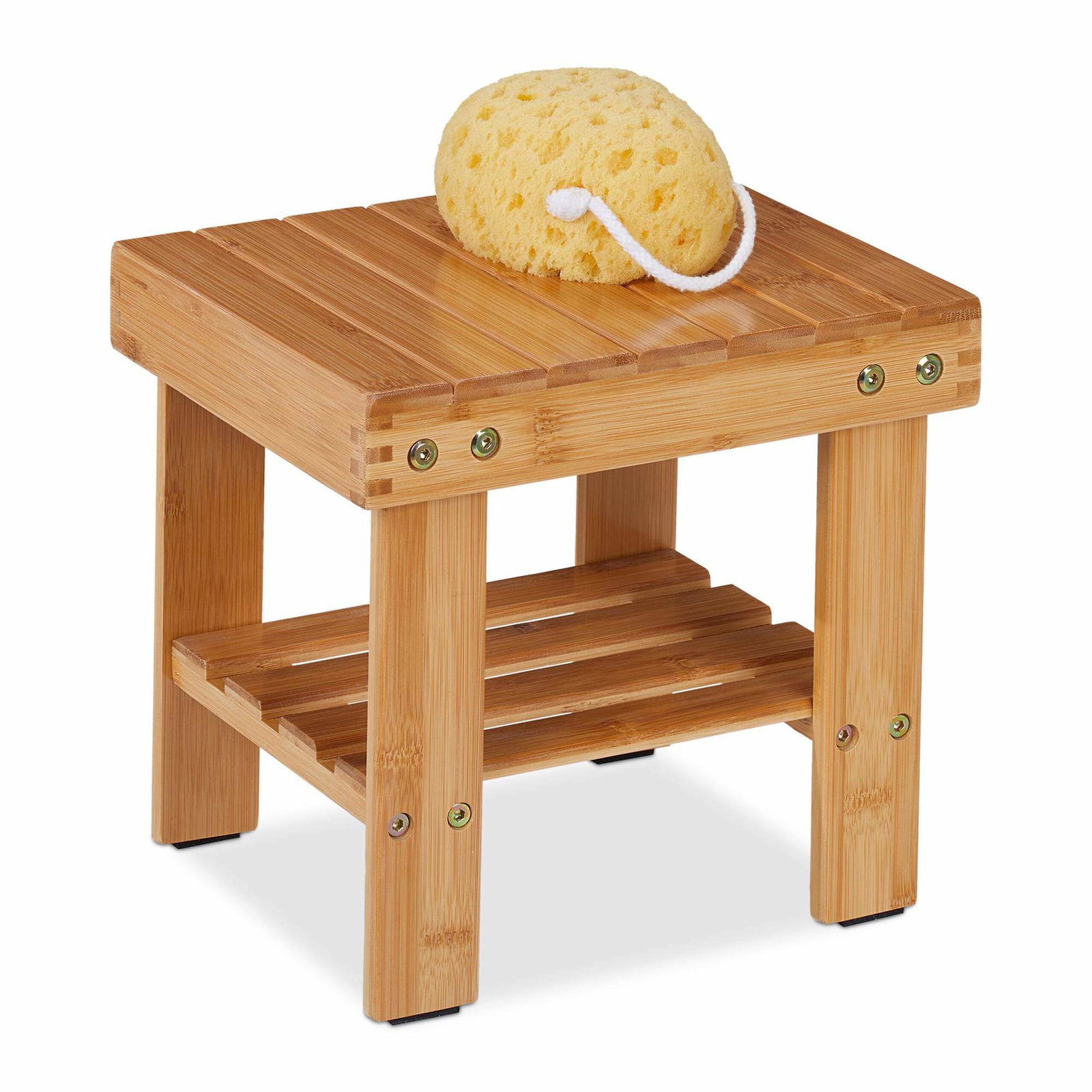 Badrumspall i bambu med extra hylla | Elektronik - Tillbehör Mobil & Surfplatta - Mobiltillbehör - Mobilkablar - Tillbehör | Pryloteket