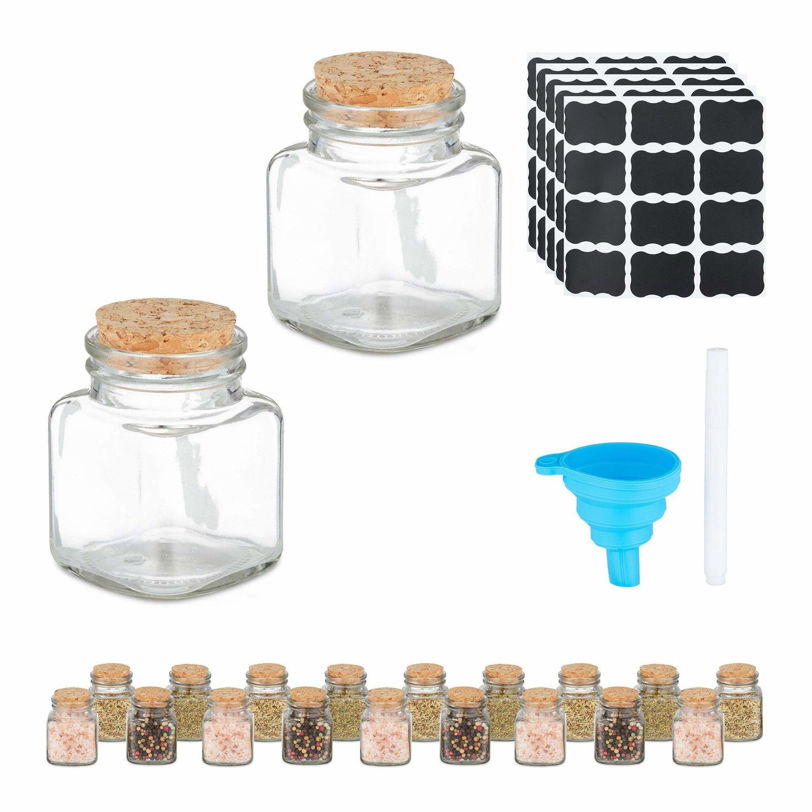 Kryddburkar i set om 20 st med korklock | Hem & Hobby - Hem & Hushåll - Kök - Köksförvaring - Kryddförvaring - Kryddburkar | Pryloteket