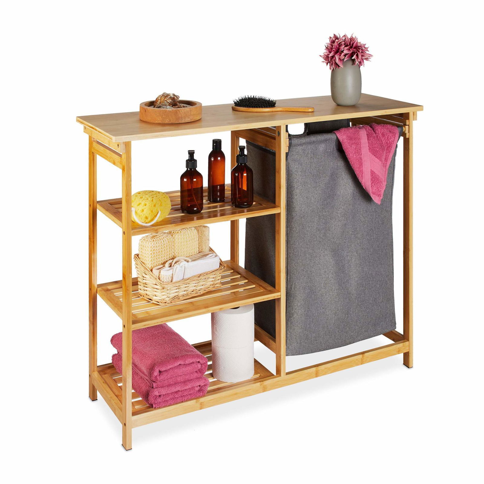 Vasketøjskurvhylde til badeværelse