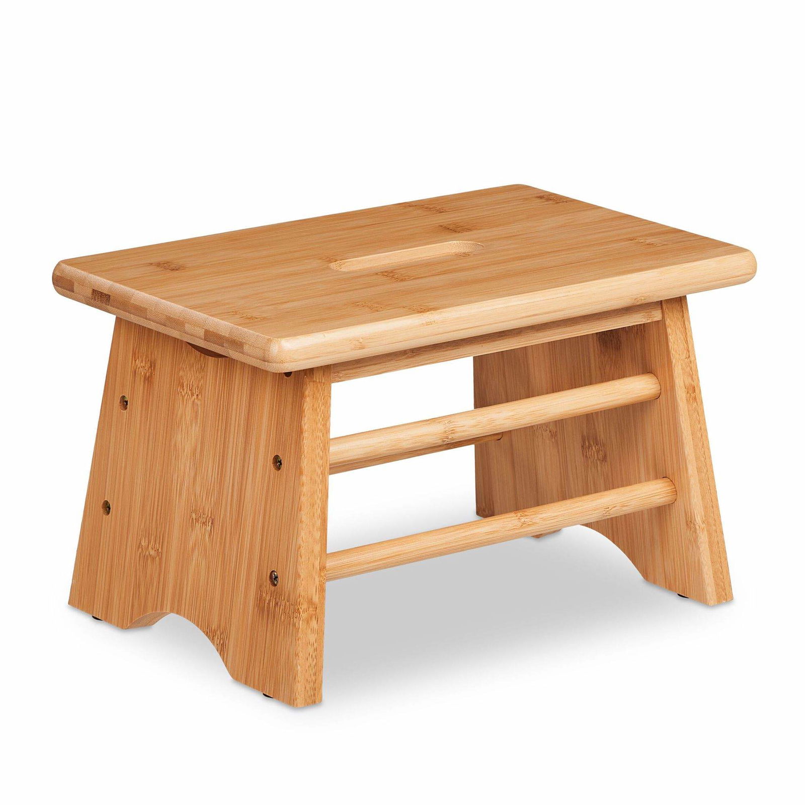 Bambus fodskammel med håndtag