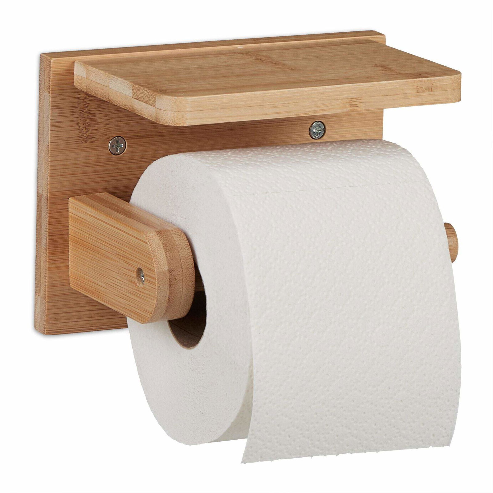 Bambus toiletpapirholder med hylde