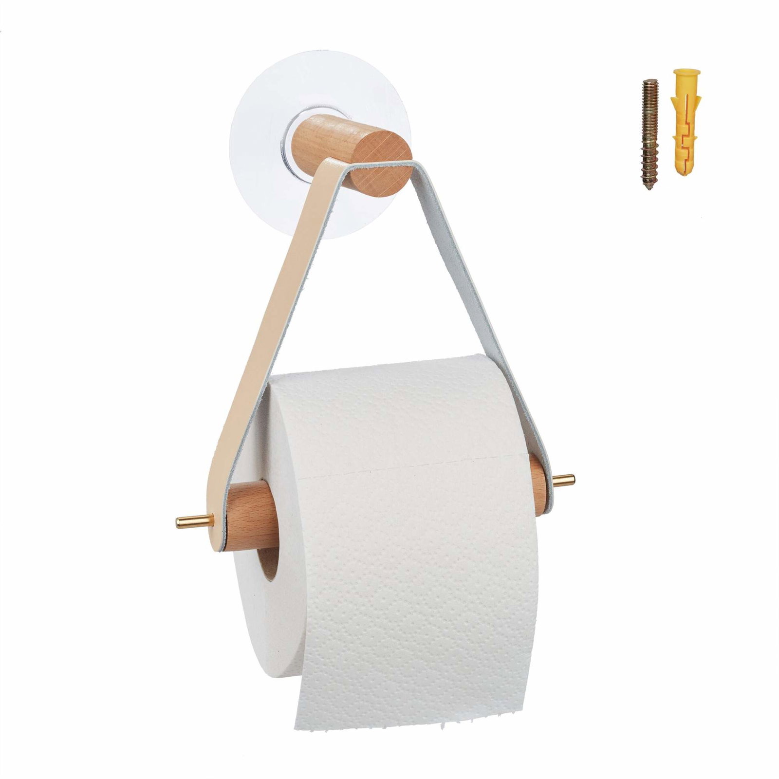 Toiletrulleholder i træ med rem