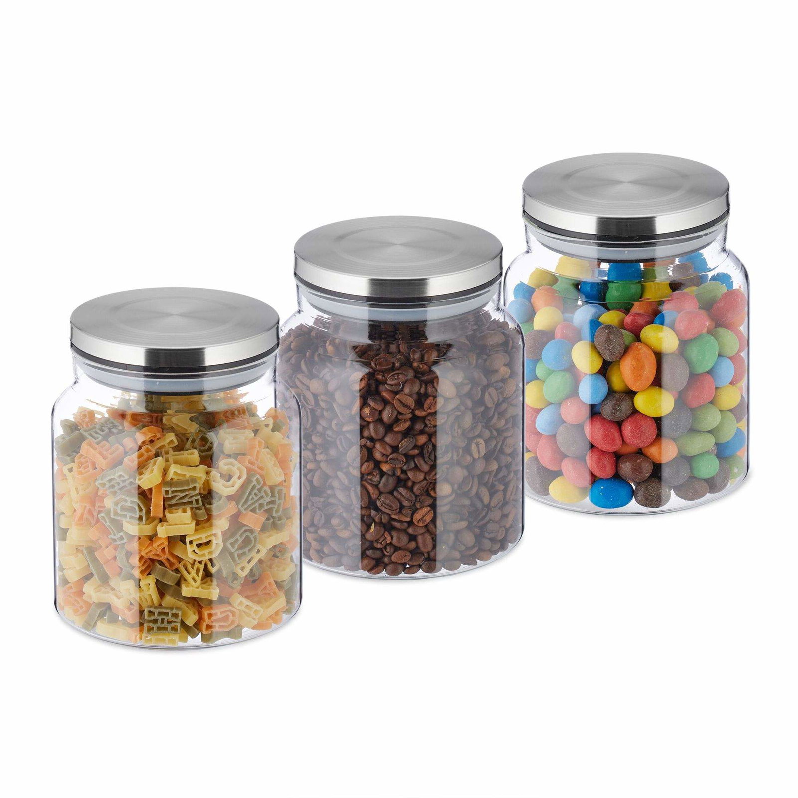 sæt med 3 opbevaringsglas med låg 1100 ml