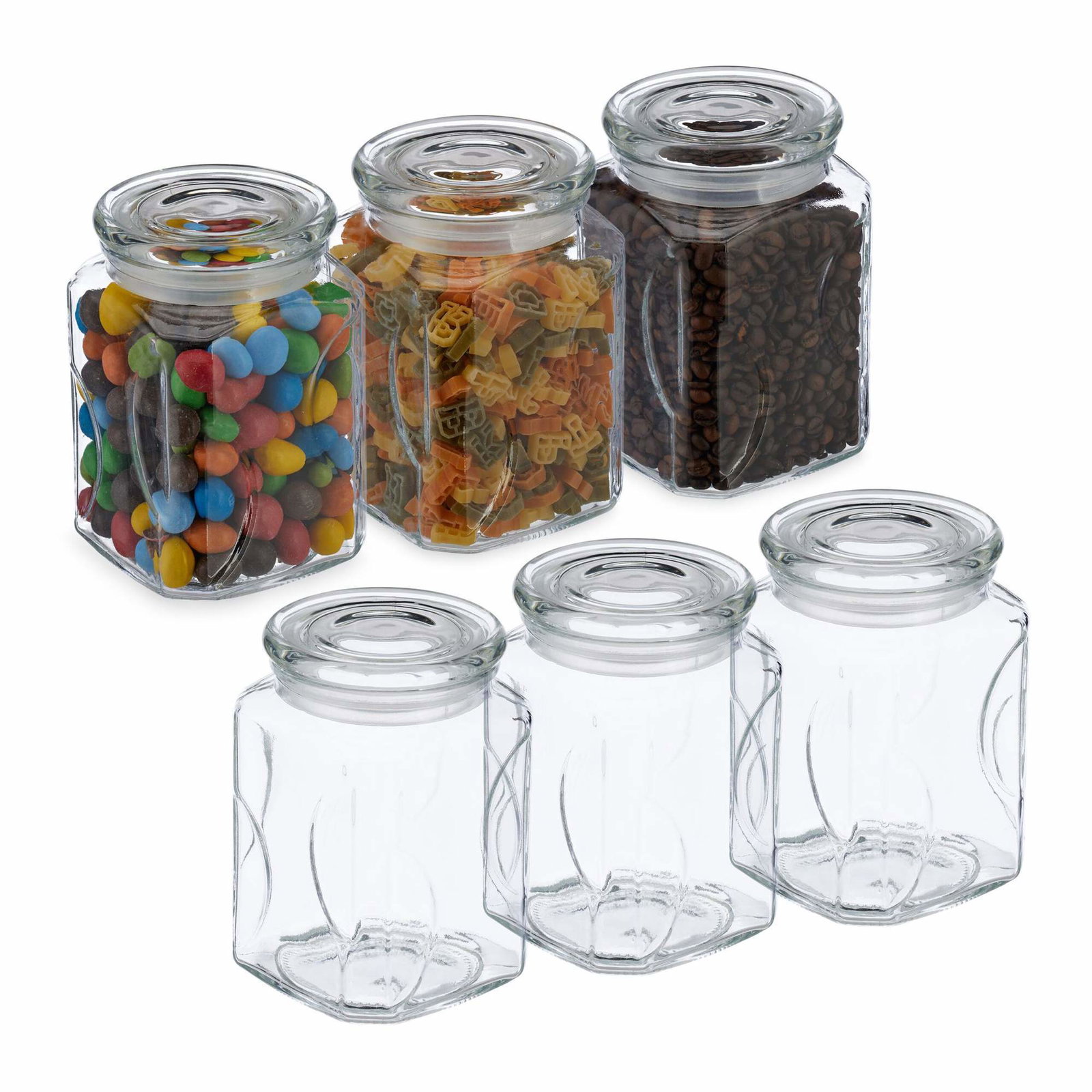 sæt med 6 opbevaringsglas med låg 750 ml