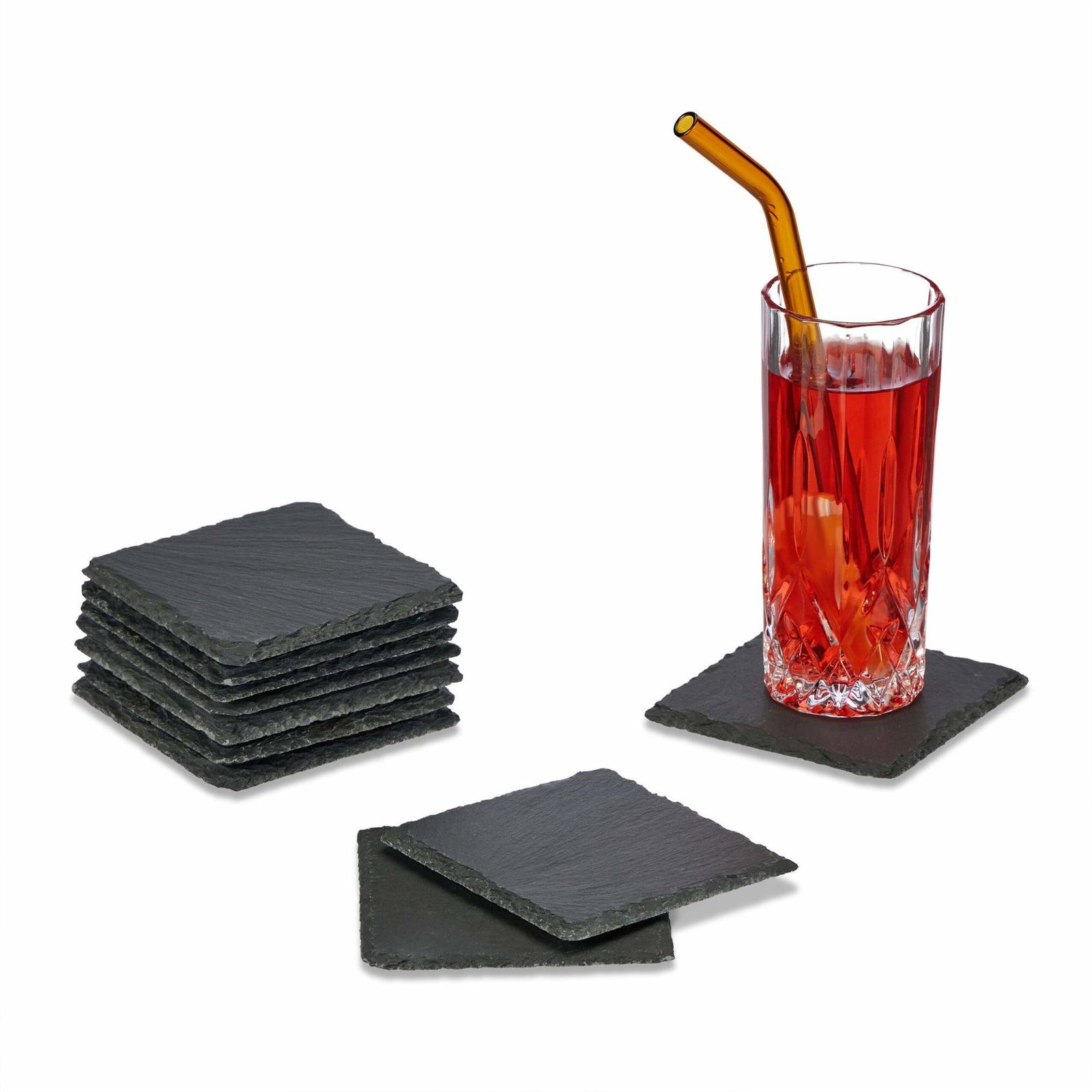 sæt med 10 bordskånere i skifer 10x10 cm