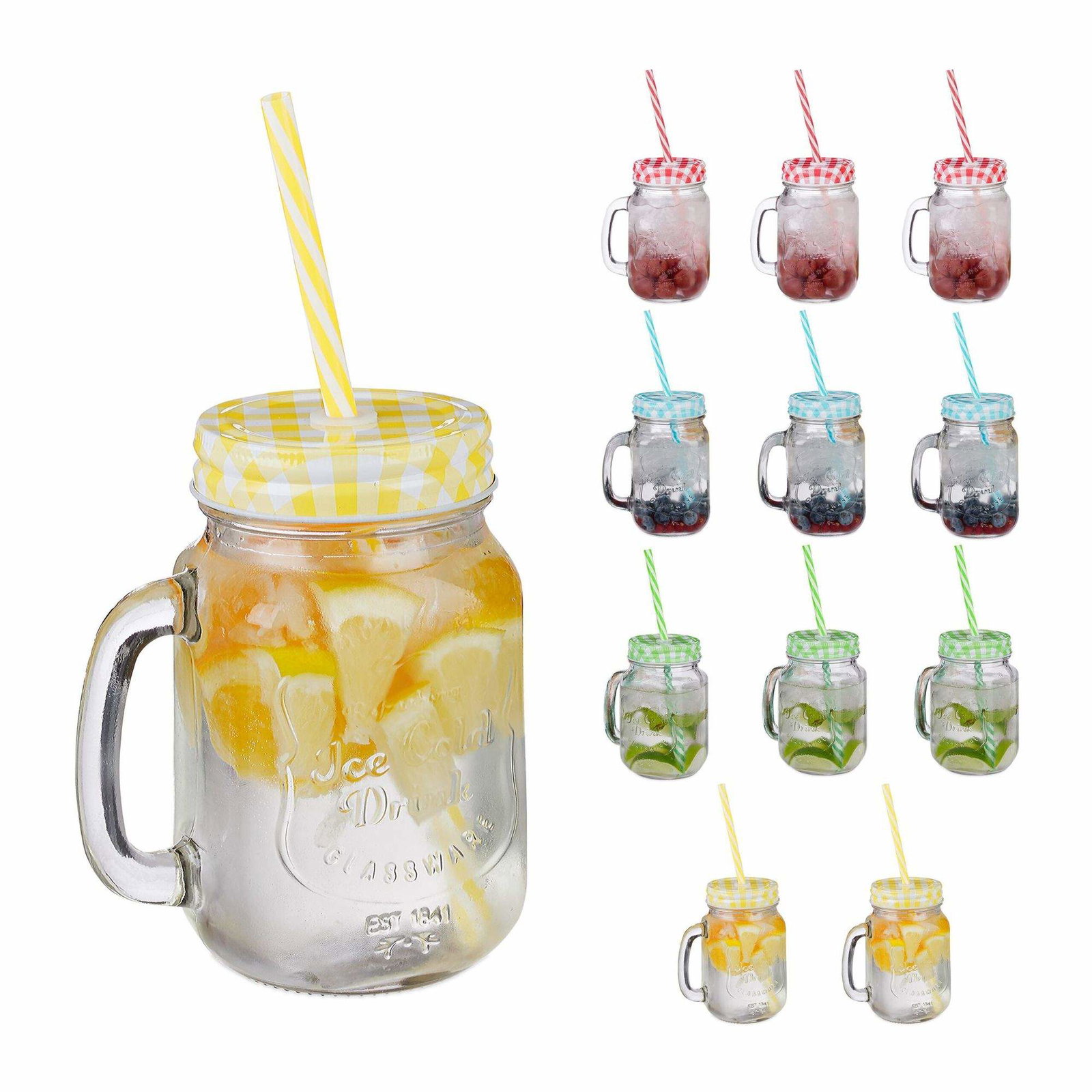 Färgglada dricksglas med lock - 12 st | Hem & Hobby - Hem & Hushåll - Kök - Servering - Sugrör | Pryloteket