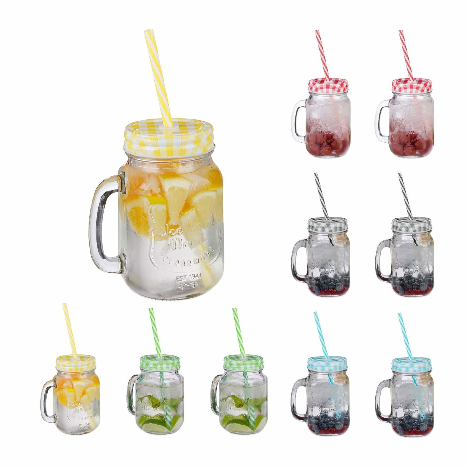 Färgglada dricksglas med lock set om 10 st | Hem & Hobby - Hem & Hushåll - Kök - Servering - Sugrör | Pryloteket