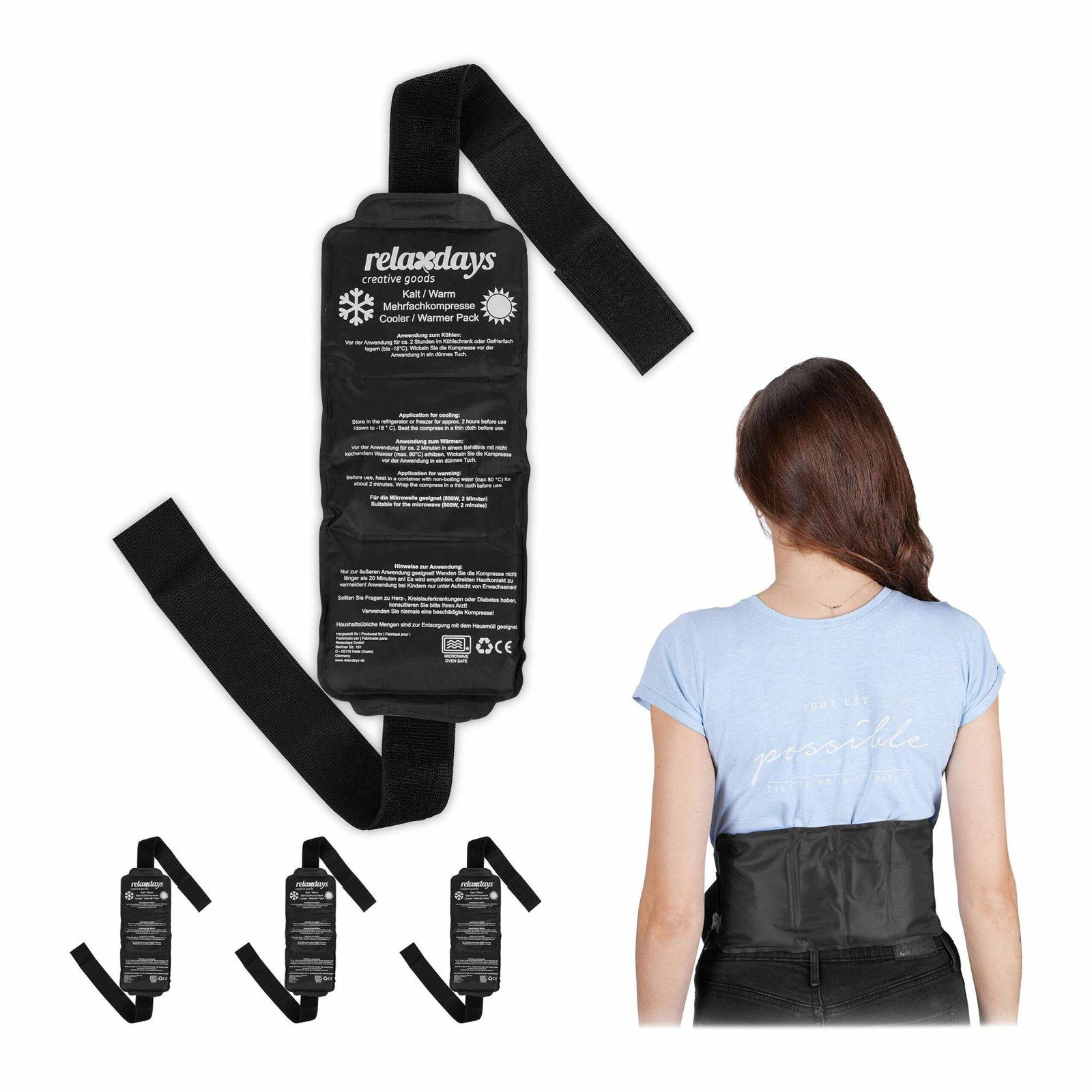 Sort koldt bælte sæt med 4 stk