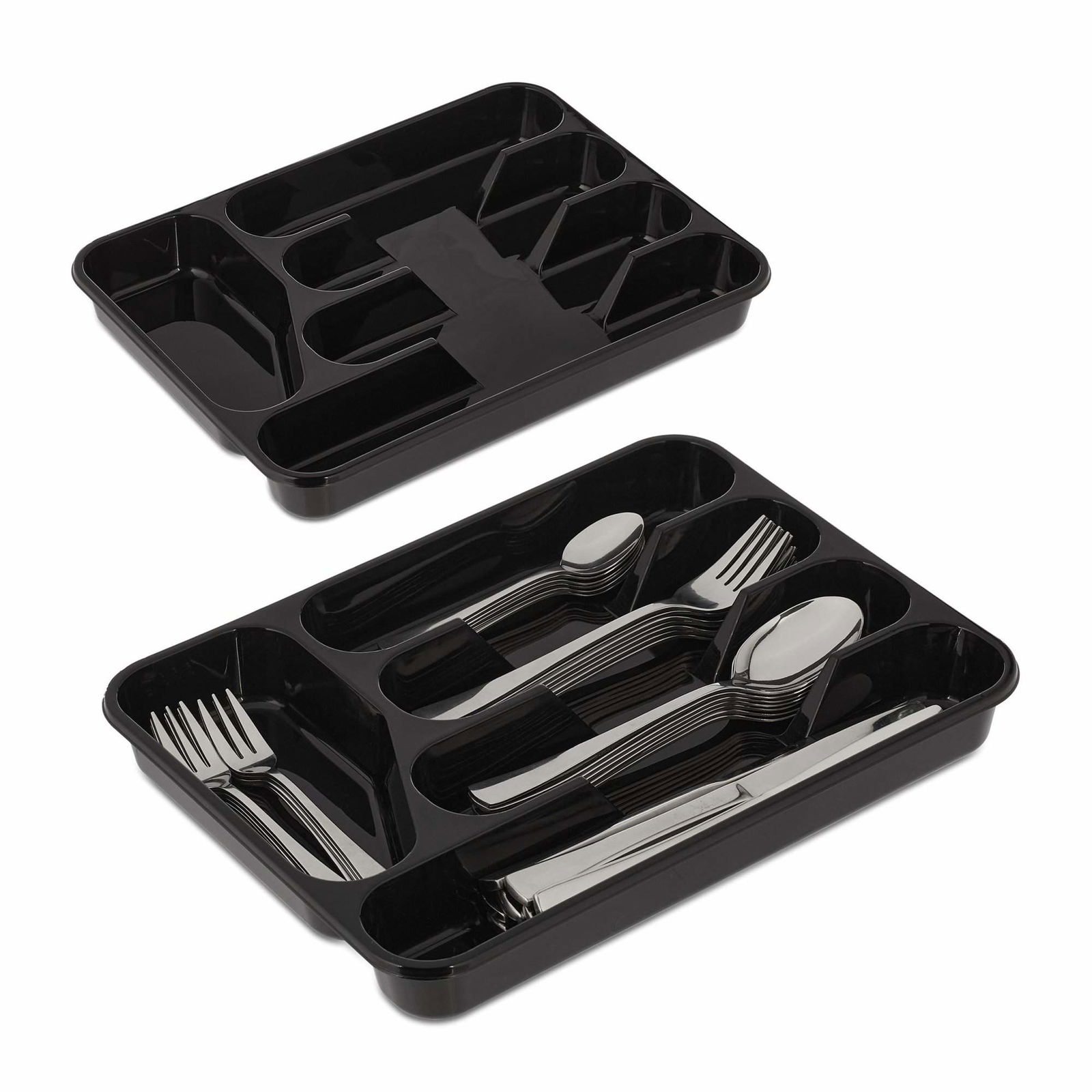 Svart bestickbricka set om 2 st | Hälsa & Skönhet - Smink & Tillbehör - Sminktillbehör | Pryloteket