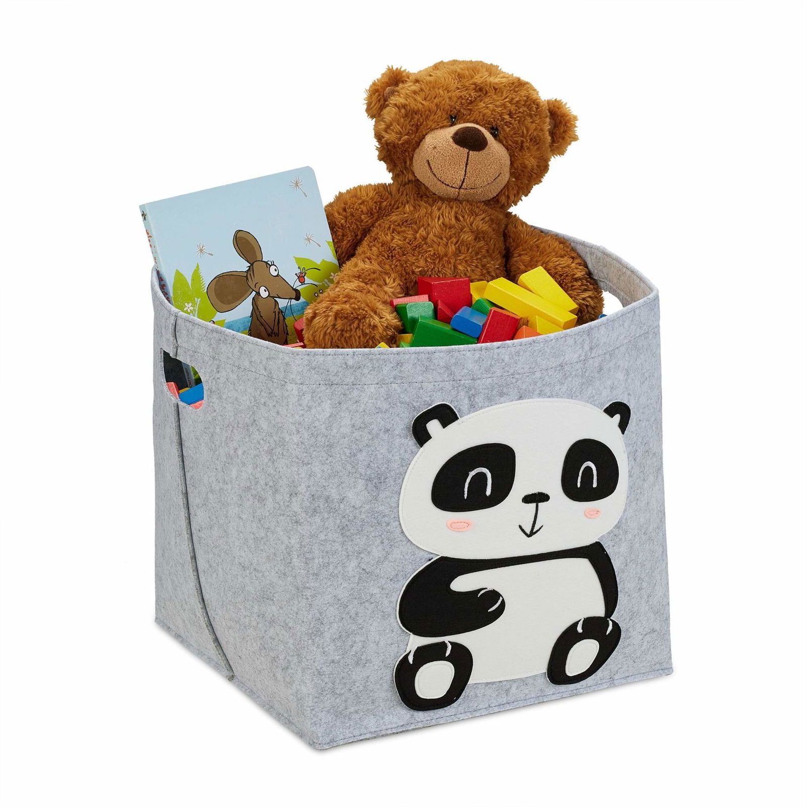 Opbevaringskurv i filt med dyremotiver