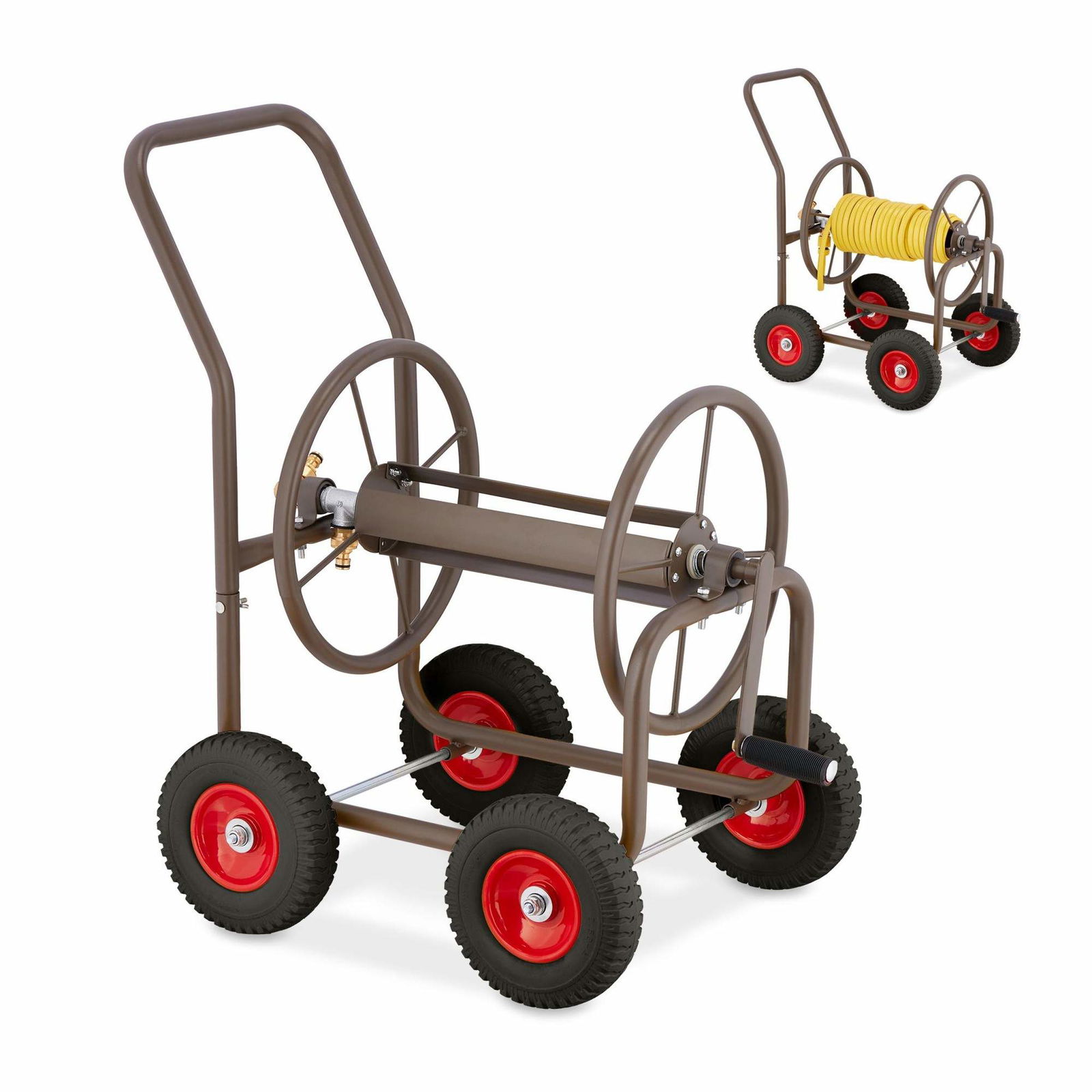 Brun stål slangevogn