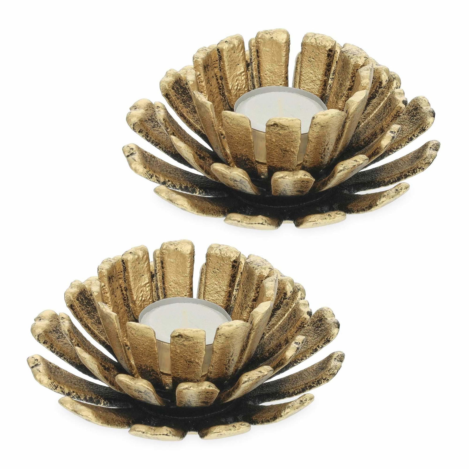 sæt med 2 blomsterformede fyrfadsstager