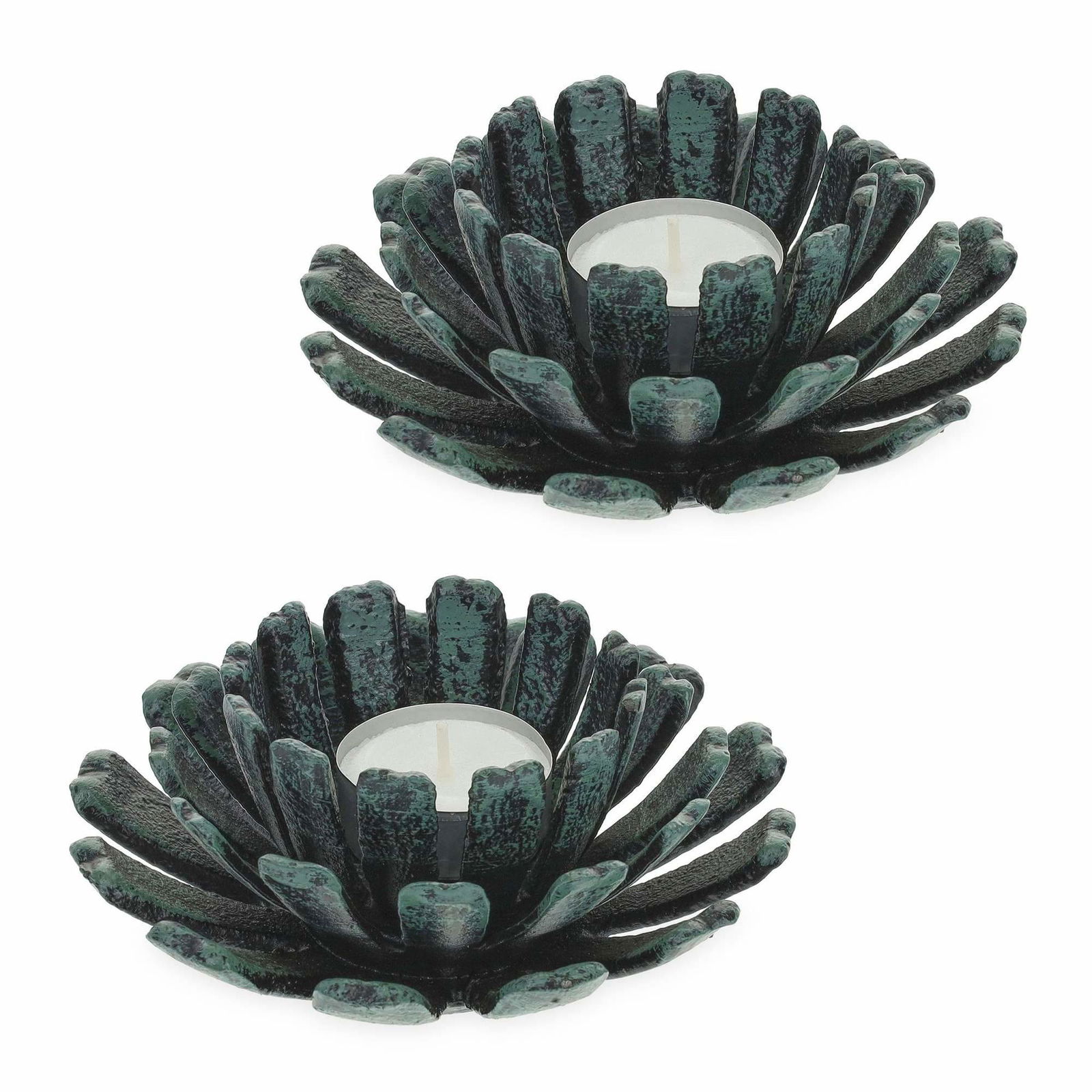 sæt med 2 blomsterformede fyrfadsstager