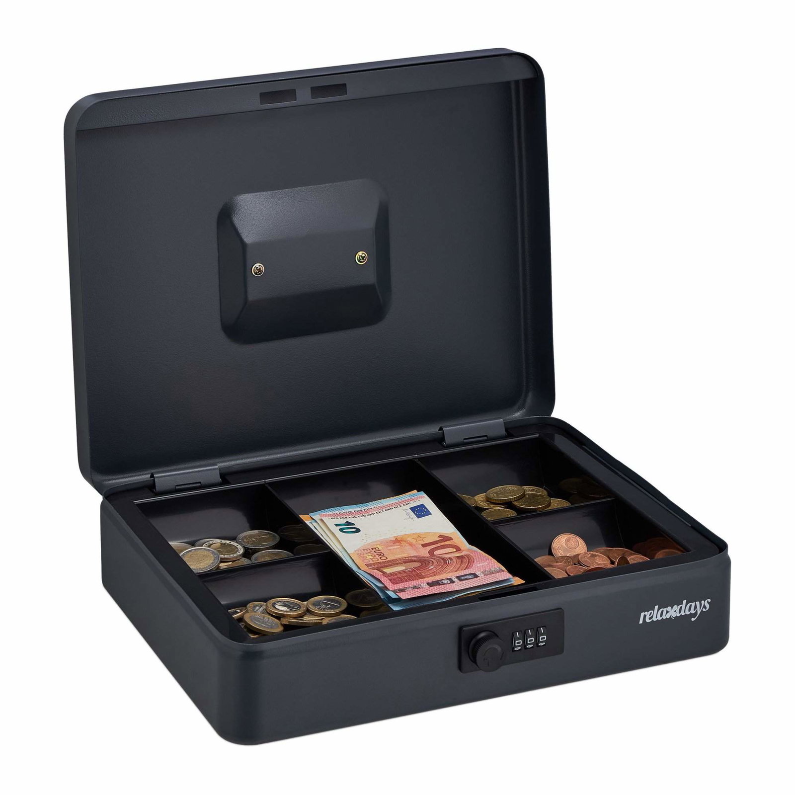 Grå kassalåda med kombinationslås | Hem & Hobby | Pryloteket