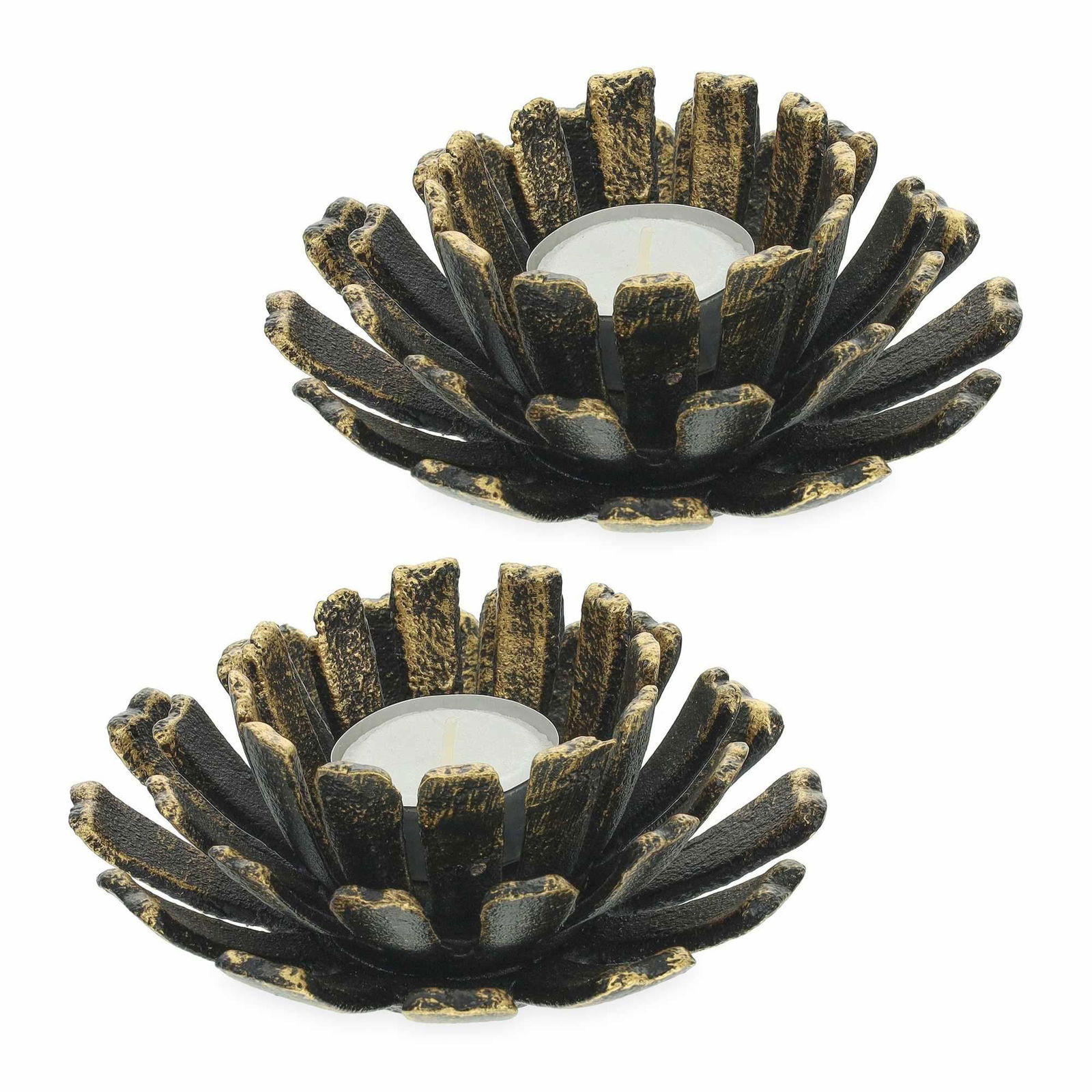 sæt med 2 blomsterformede fyrfadsstager