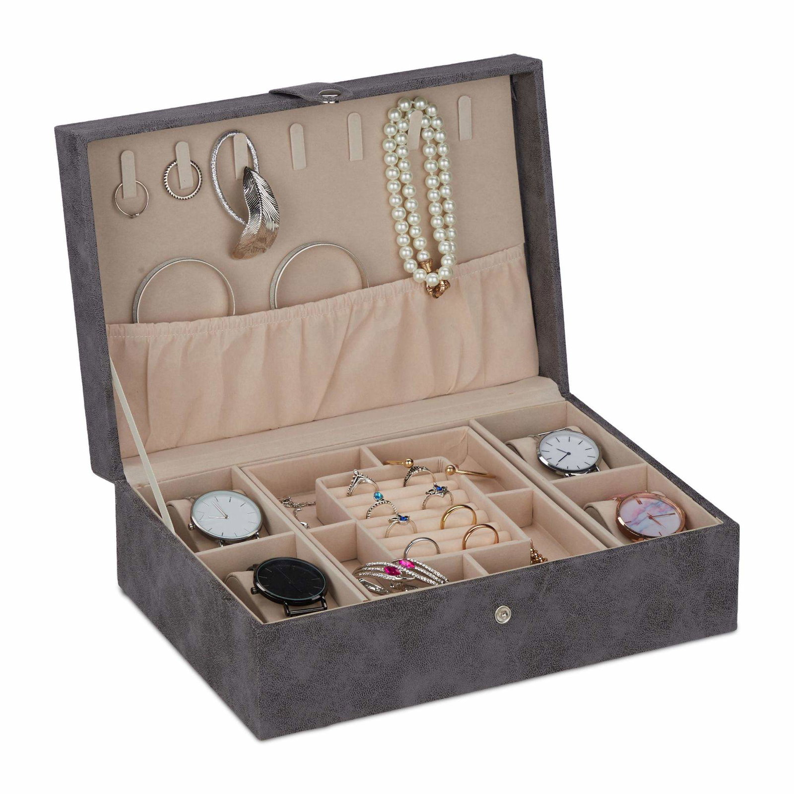 Smyckeskrin i läderlook | Mode & Accessoarer - Smycken, Smyckesset & Tillbehör - Smyckeskrin | Pryloteket