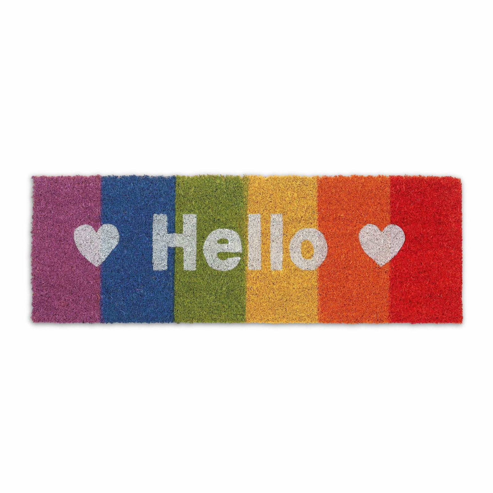 Kokos dørmåtte "Hello" regnbue