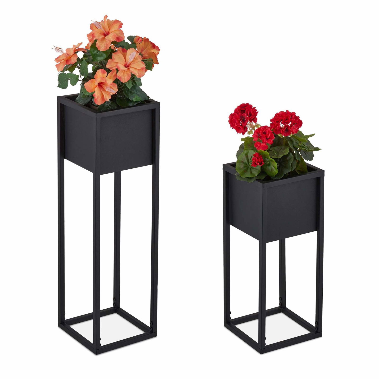 Blomsterstativ i metal - 2 stk i sort