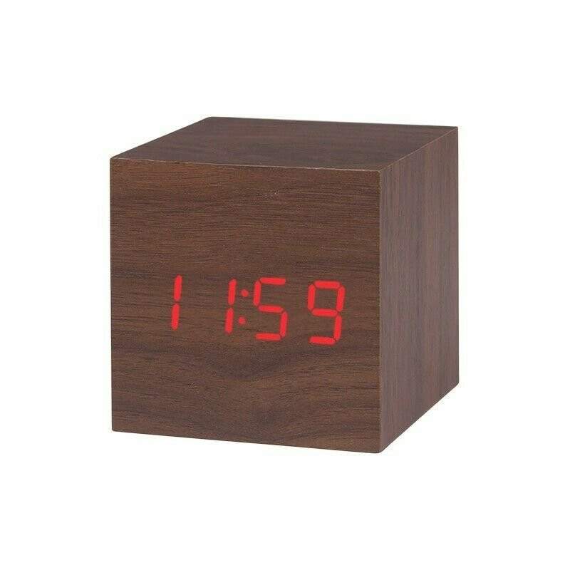 Digital Alarm Clock, Square Brown with Red Numbers eStore