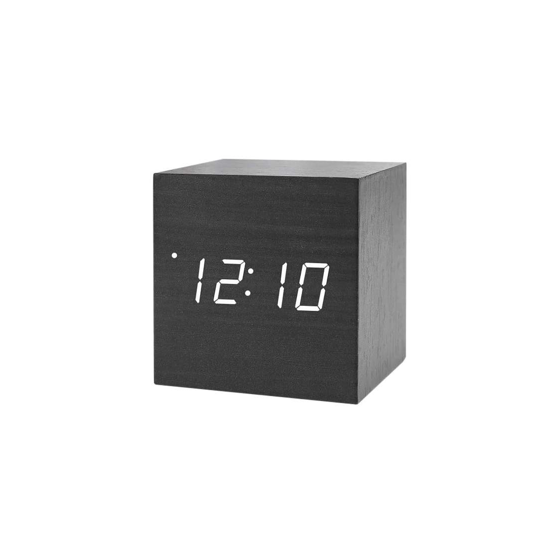 Digital Alarm Clock, Square Black with White Numbers eStore